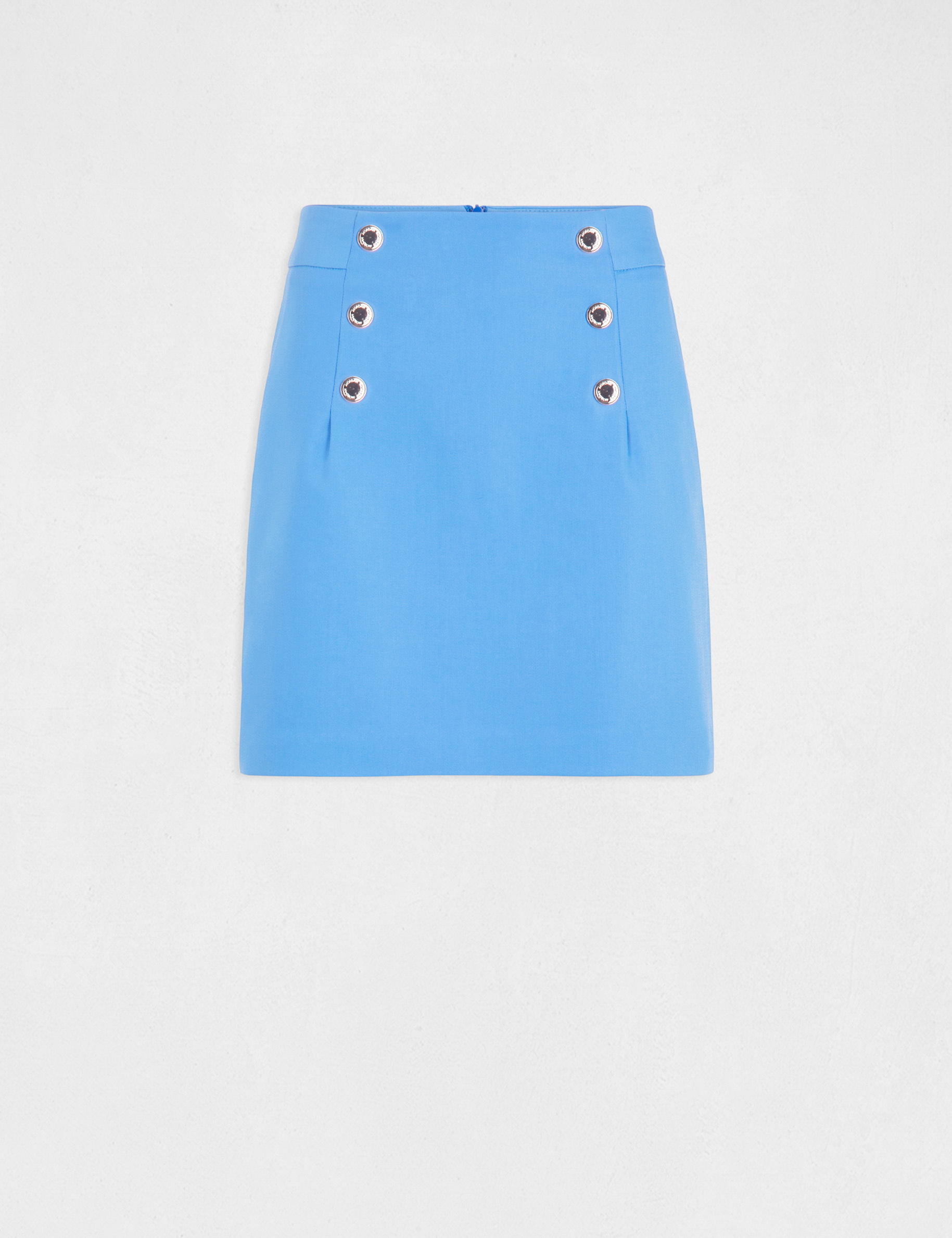 High-waisted straight skirt with buttons blue ladies'