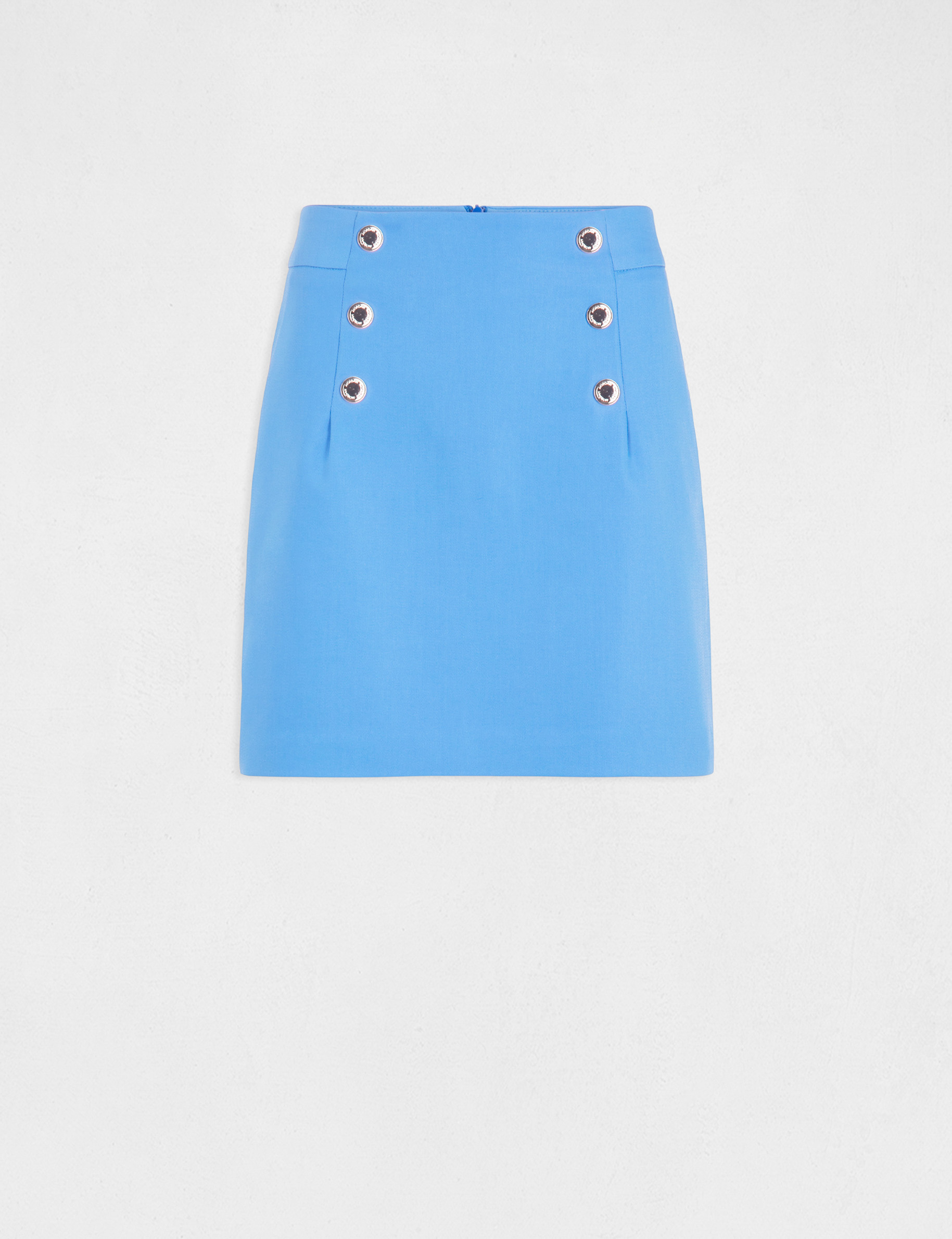 High-waisted straight skirt with buttons blue ladies' High-waisted straight skirt with buttons blue ladies'