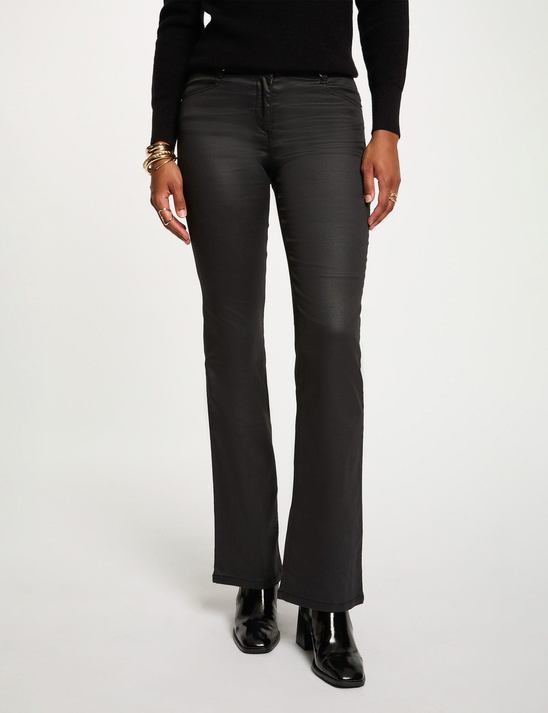 coated bootcut trousers black women Coated bootcut trousers black women