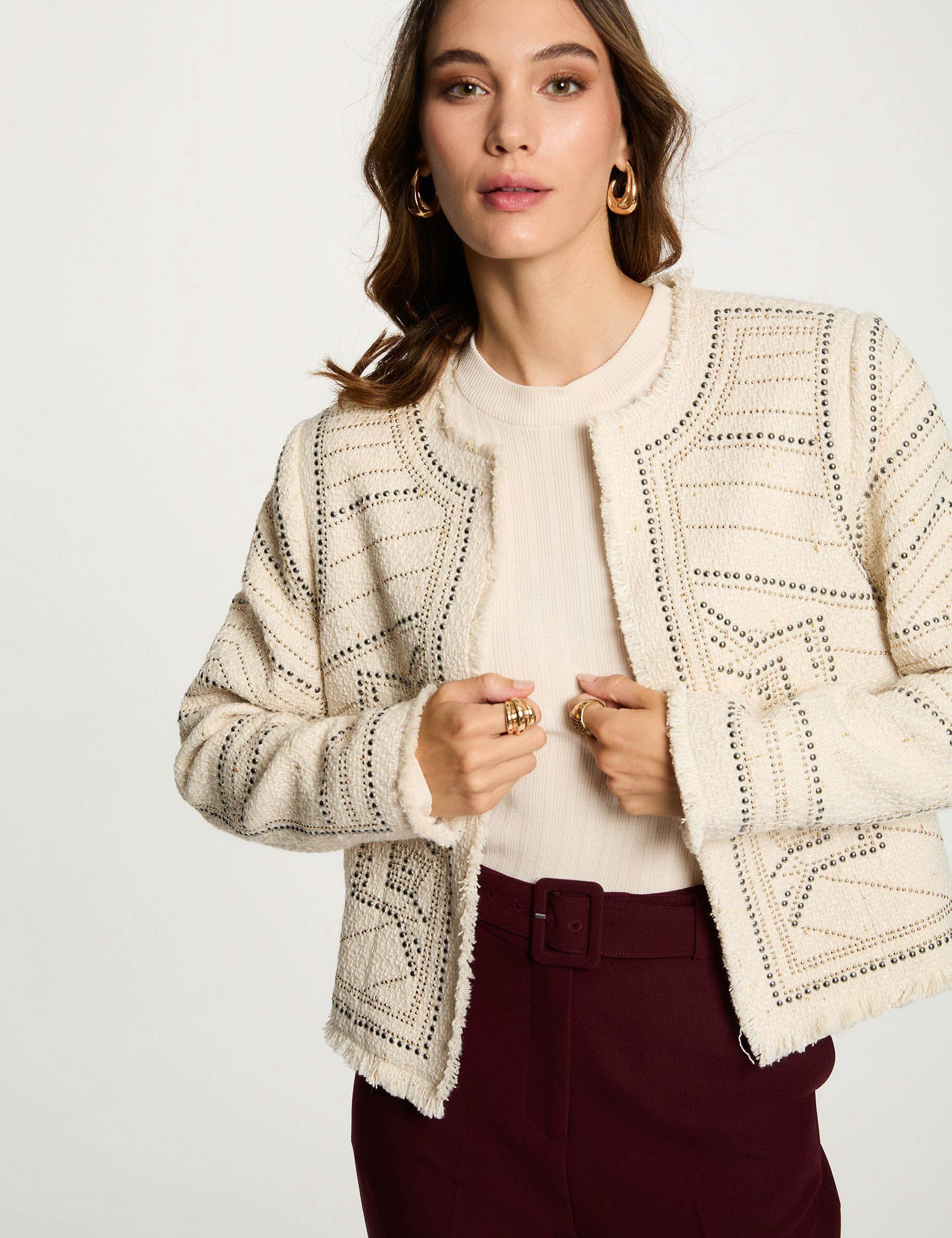 veste droite cloutee ivoire femme Veste droite cloutée ivoire femme