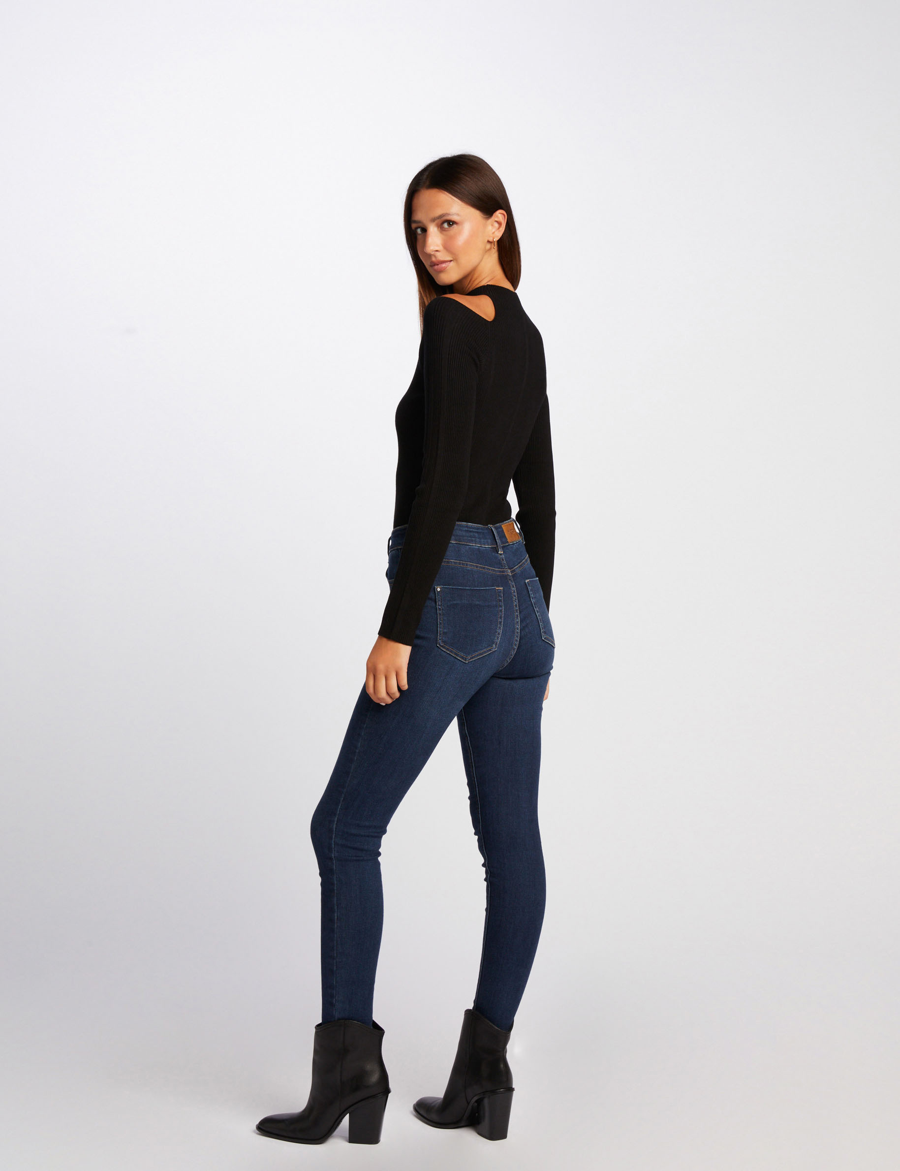 Long-sleeved jumper with openings black ladies'