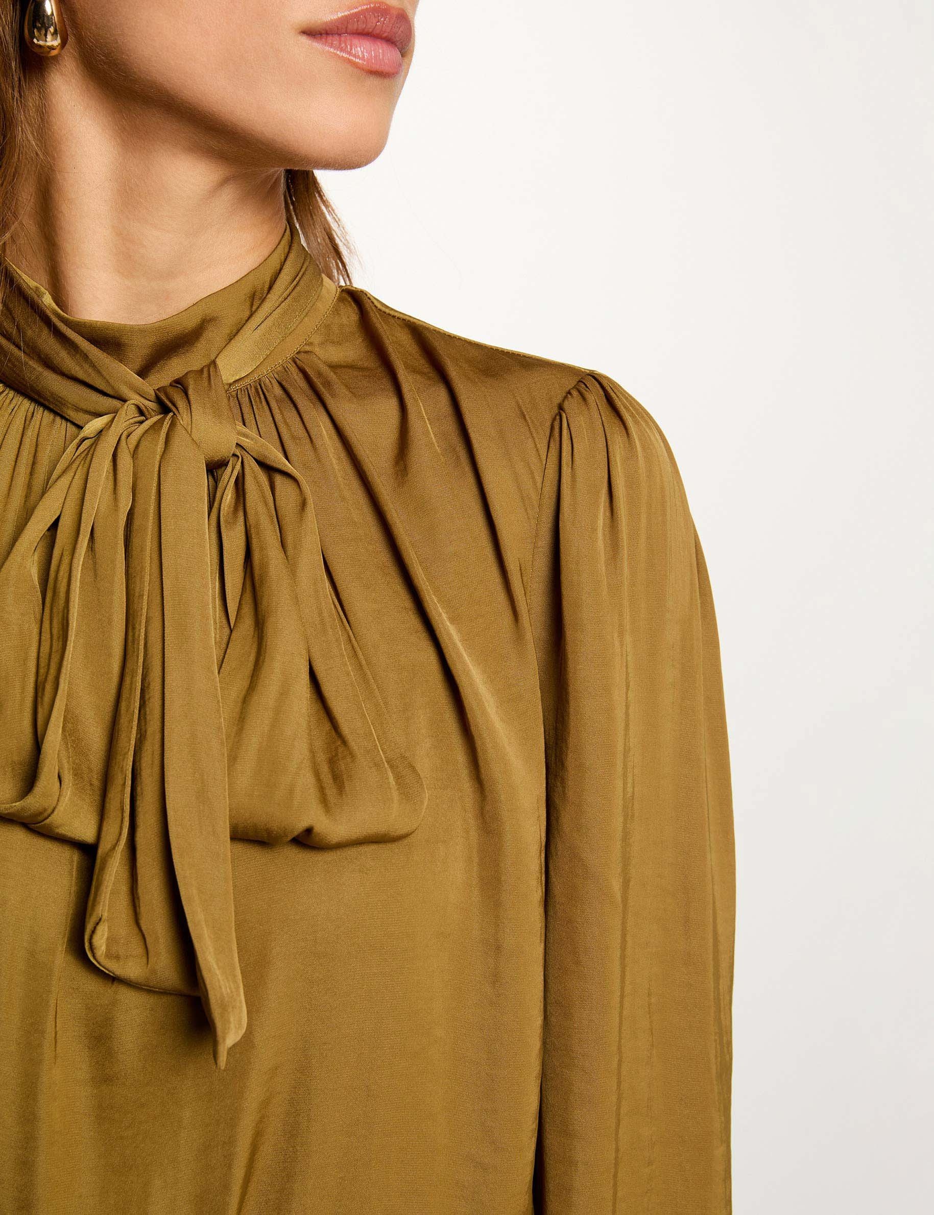 Blouse with lavallière collar camel women