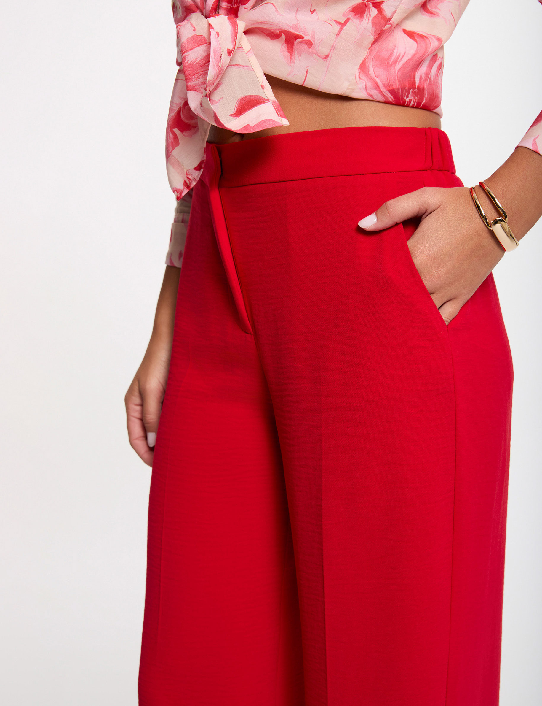 Flowy wide-leg trousers red women