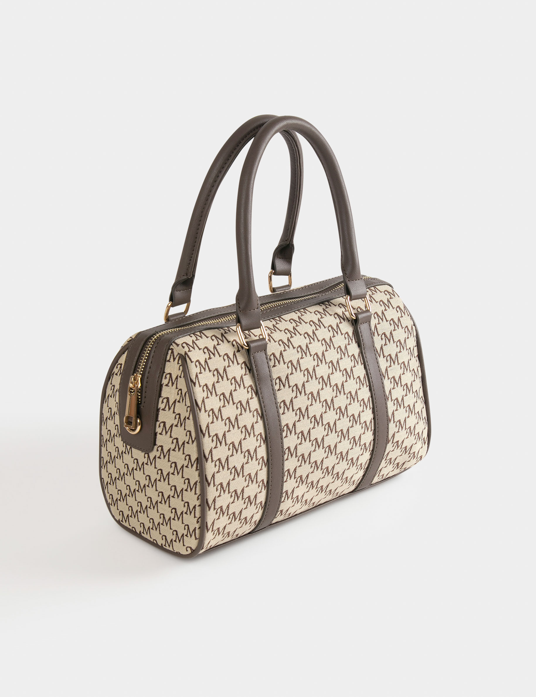 Bowler bag with monogram print beige ladies' Bowler bag with monogram print beige ladies'