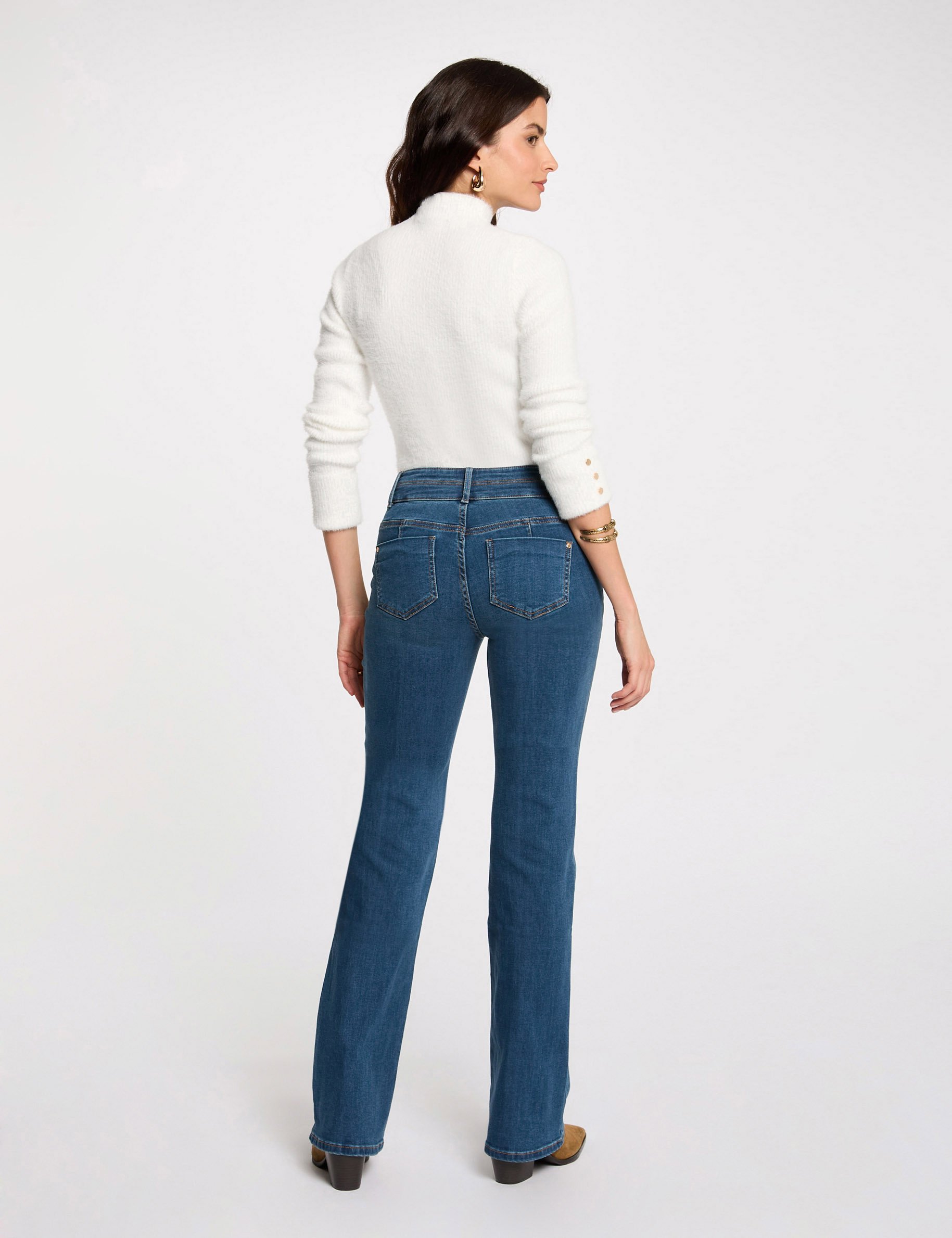 pull manches longues maille duveteuse ivoire femme Pull manches longues maille duveteuse ivoire femme