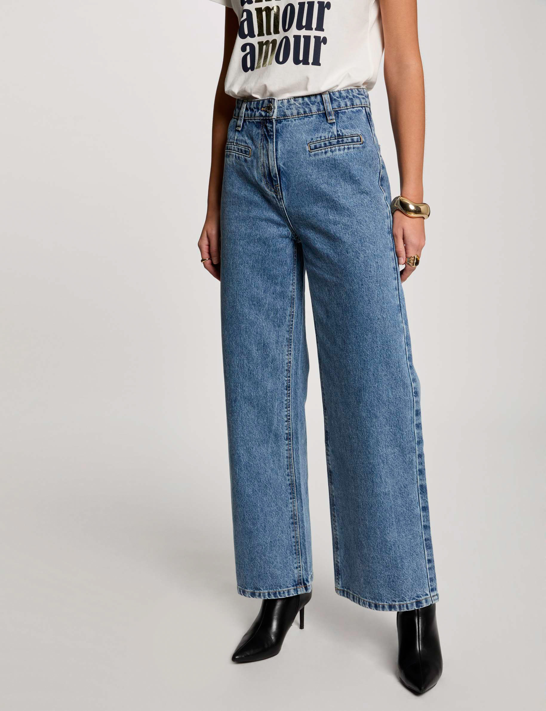jeans jambe large denim double stone femme Jeans jambe large denim double stone femme