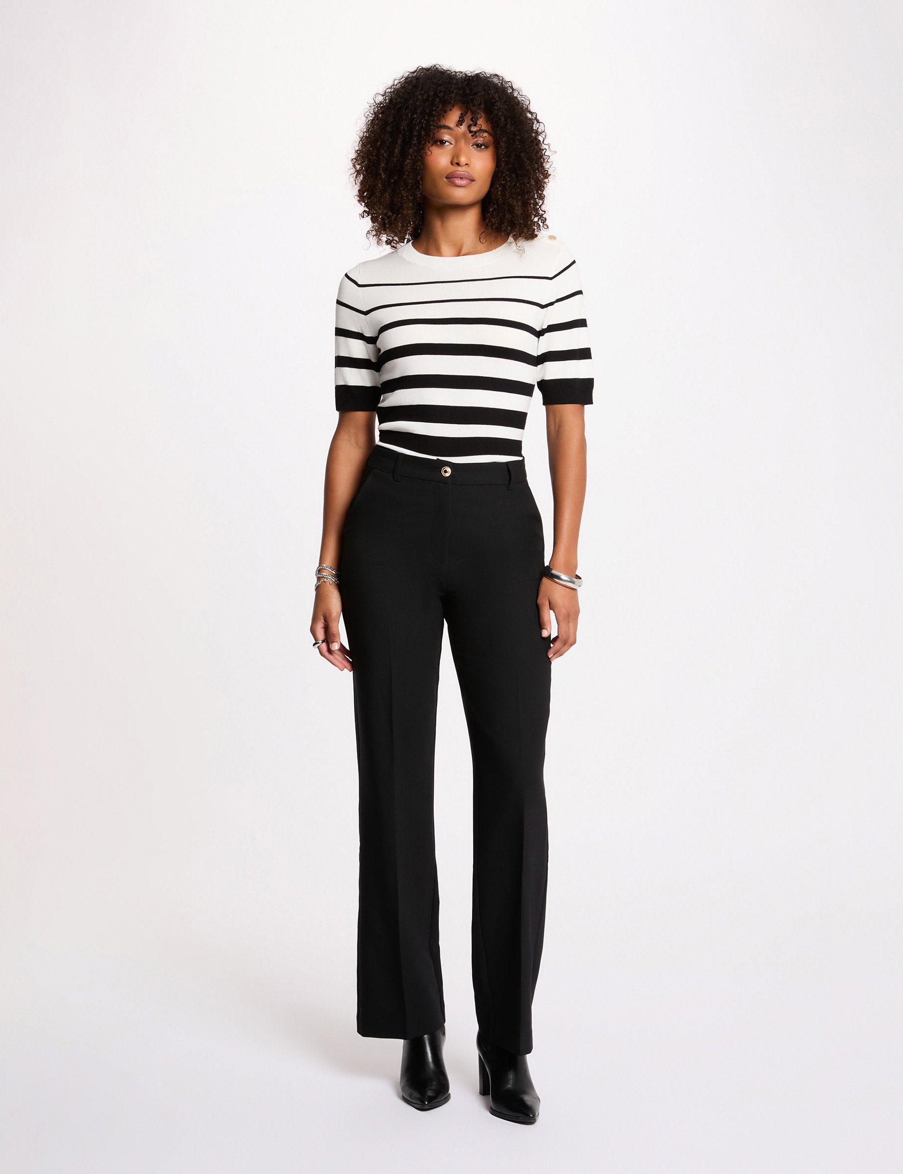 Straight trousers with zip fastening black women