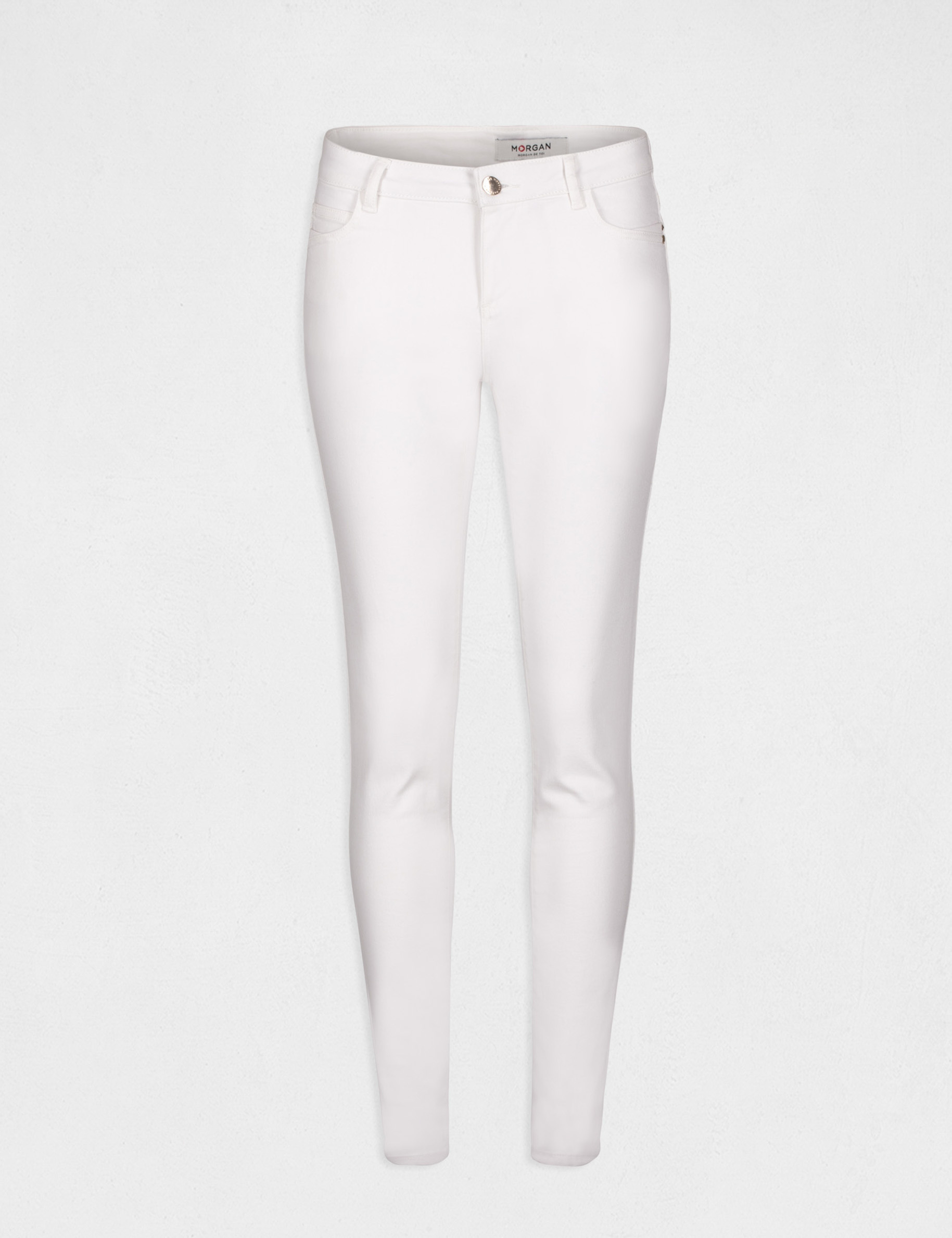 Low-waisted skinny jeans ecru ladies'