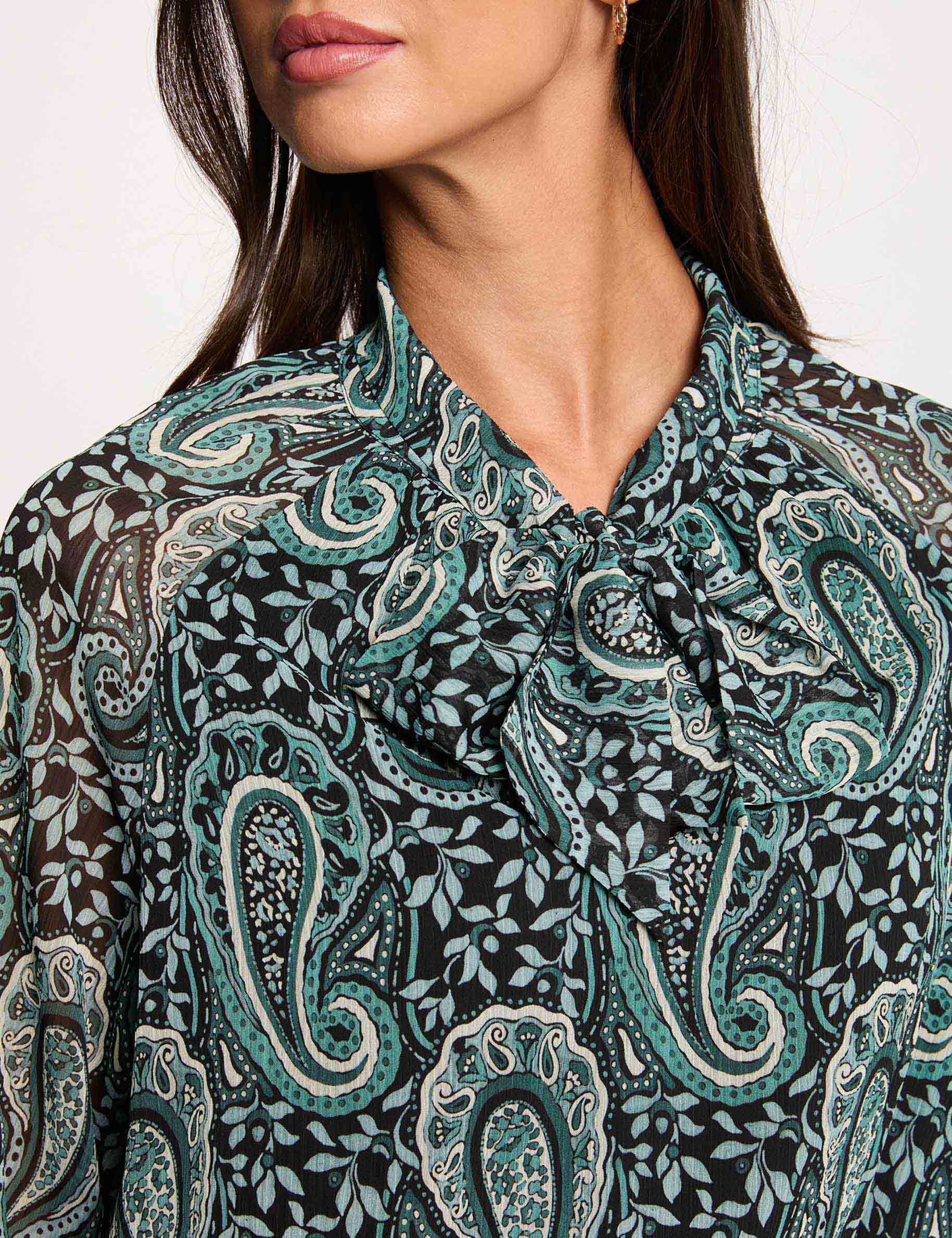 Short dress with lavalli&egrave;re neck multicolor women