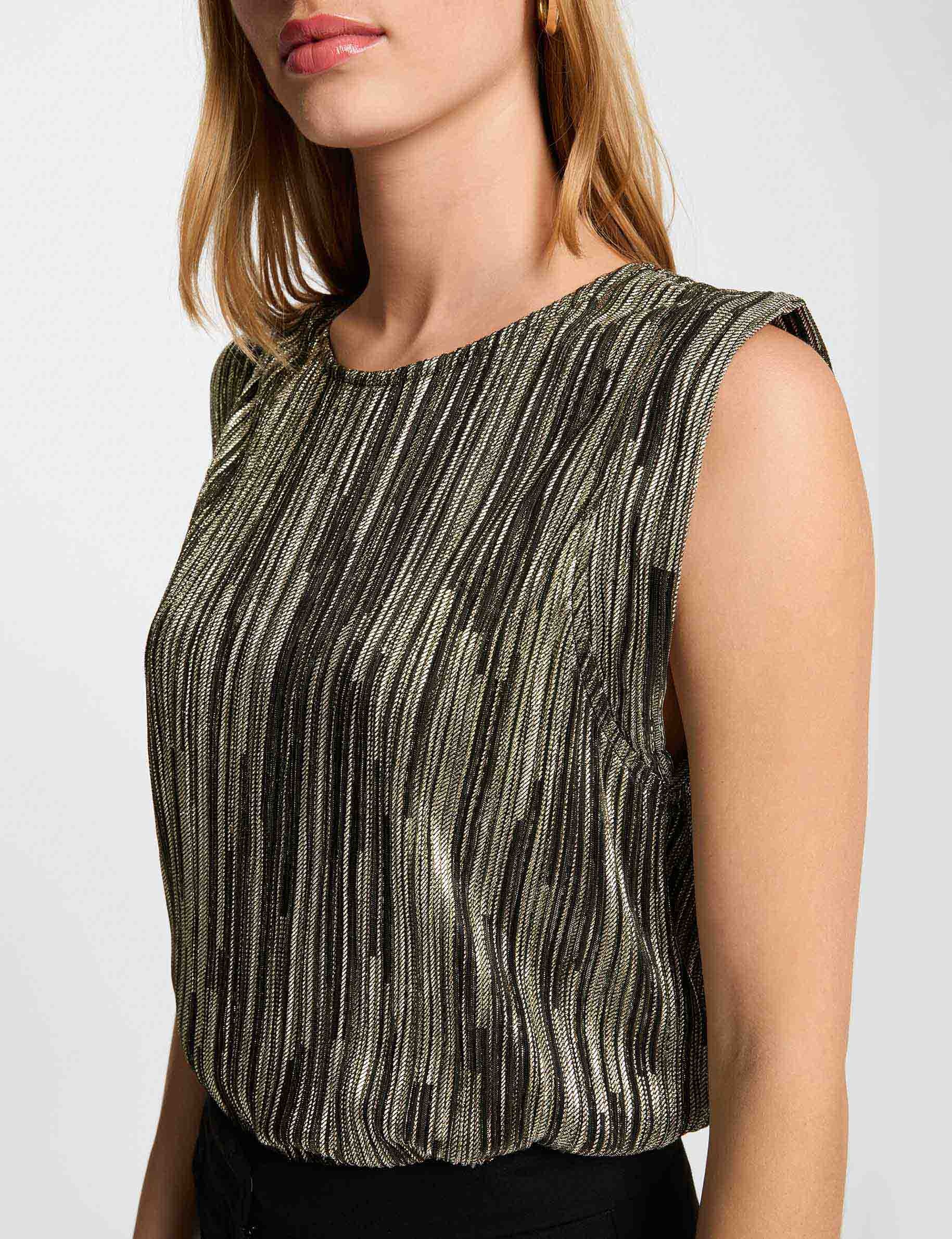 Pleated sleeveless top gold yellow women