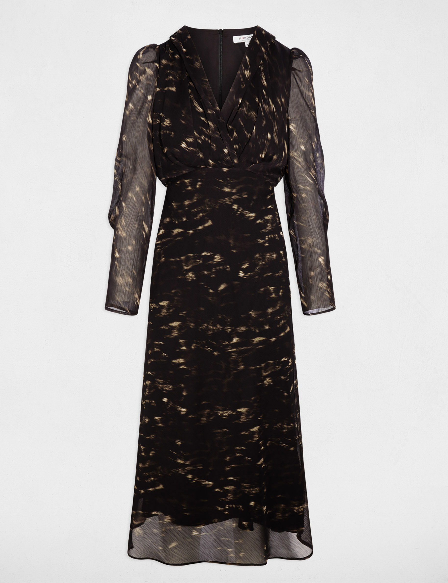 Robe longue manches bouffantes multicolore femme