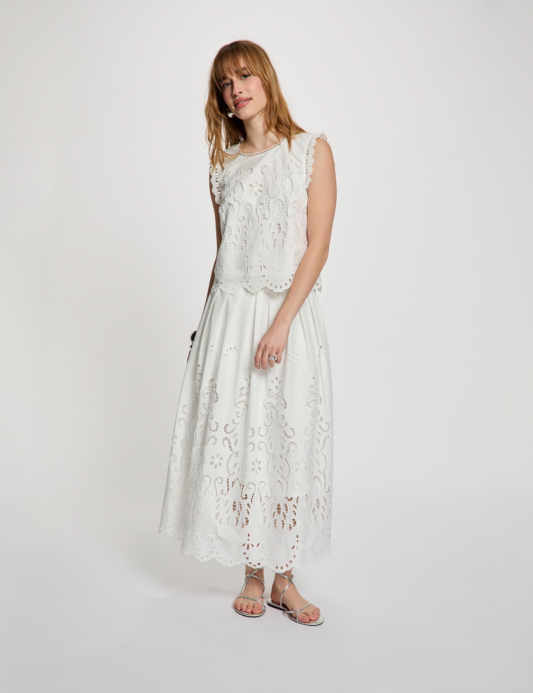 Flared long skirt white women