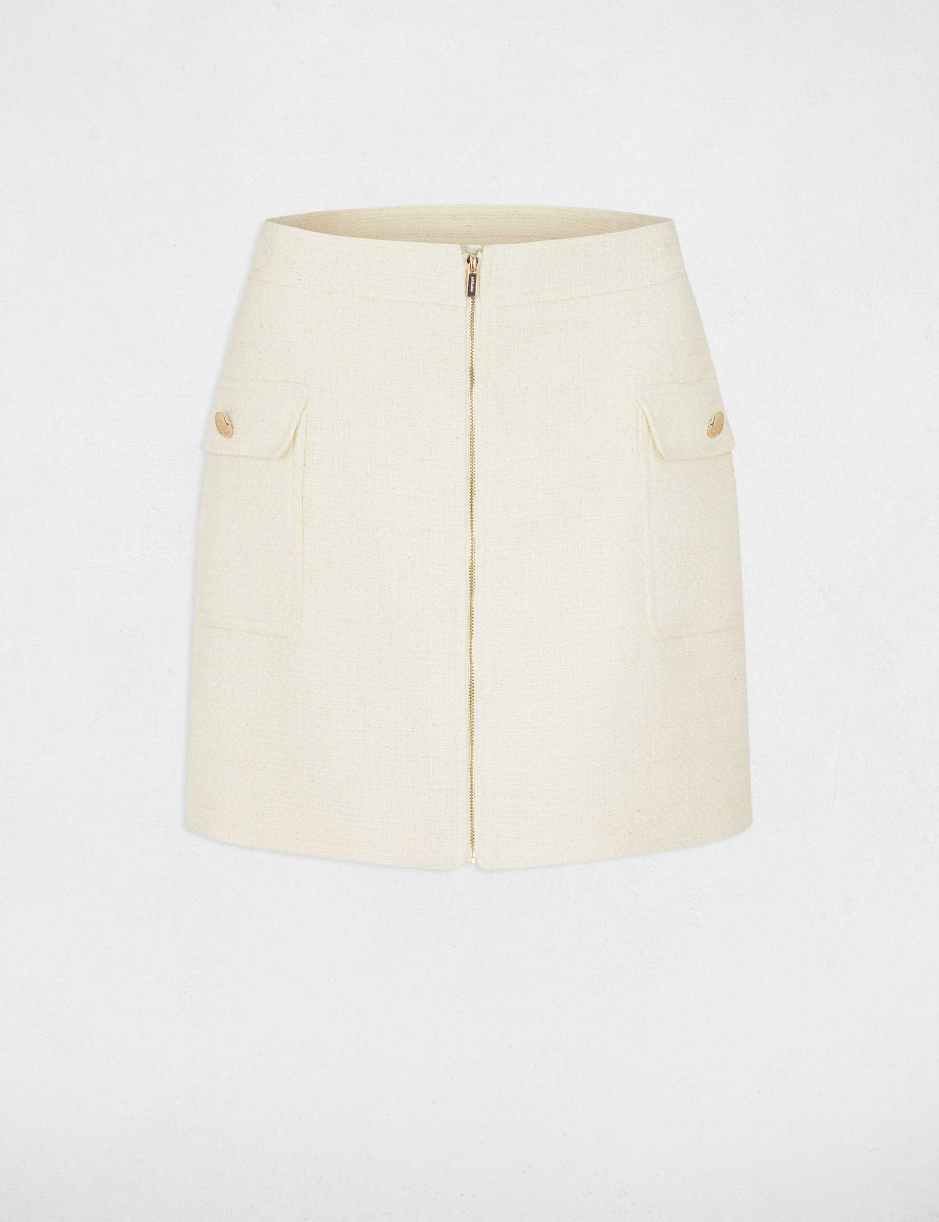 Mini tweed skirt ivory ladies'