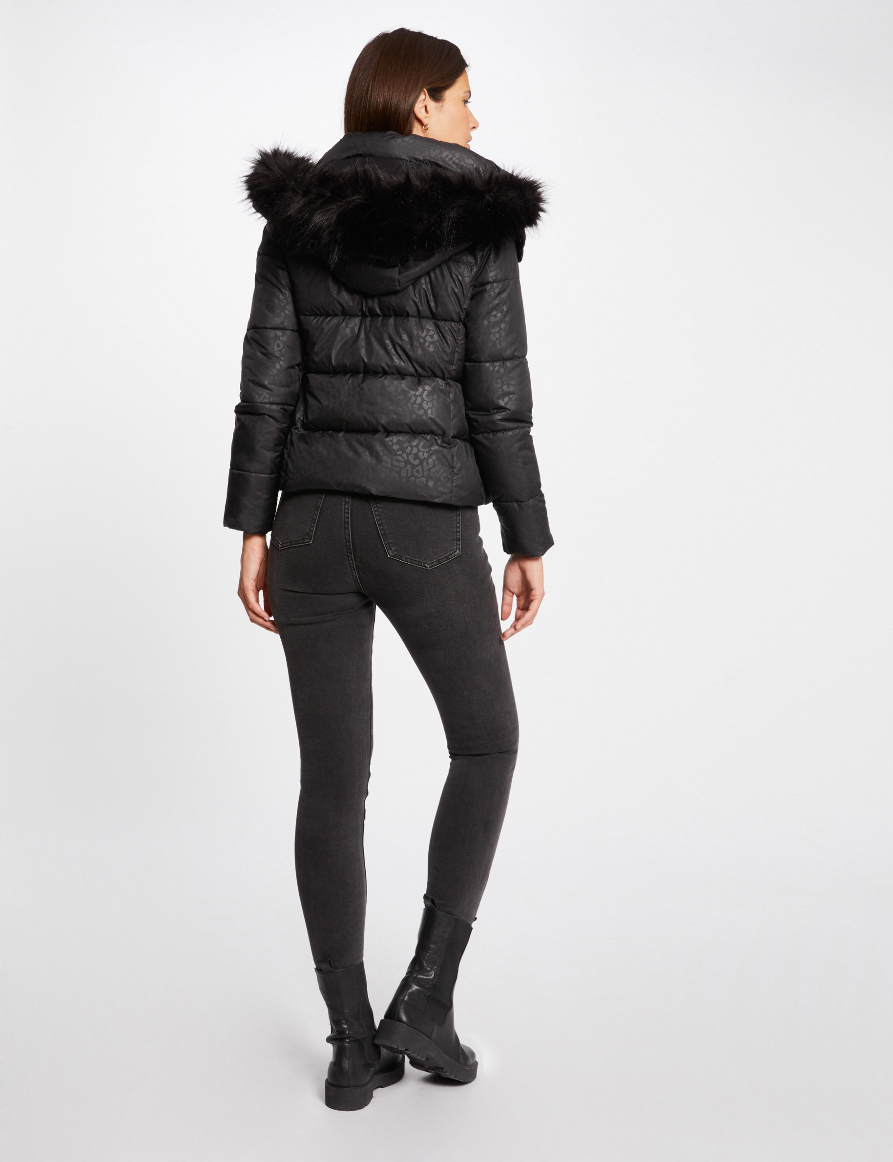 straight padded jacket leopard print black ladies Straight padded jacket leopard print black ladies'
