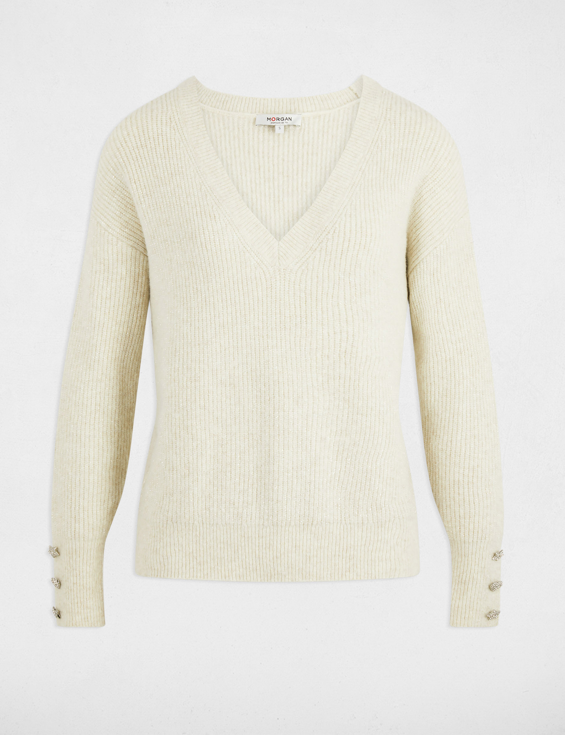 pull col en v oversize ivoire femme Pull col en V oversize ivoire femme