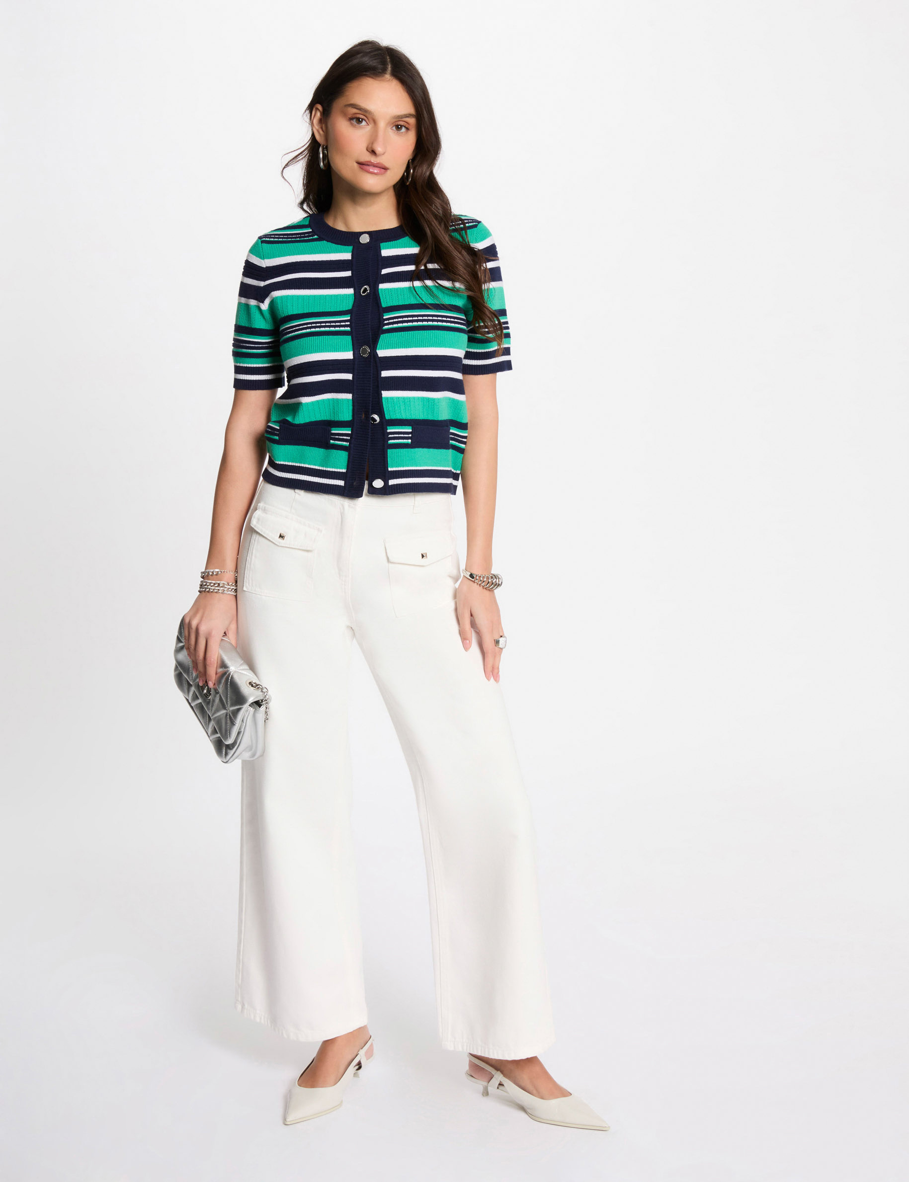 striped jumper short sleeves multicolor women Striped jumper short-sleeves multicolor women