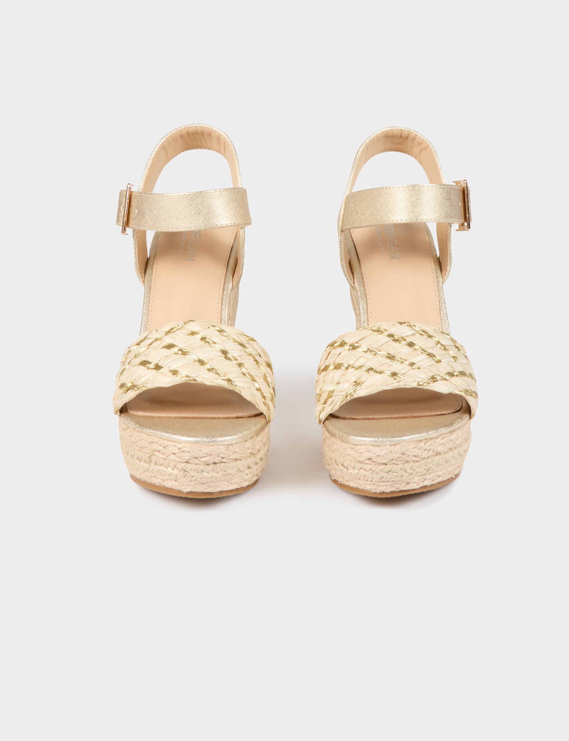 Sandals with wedge heels gold yellow women