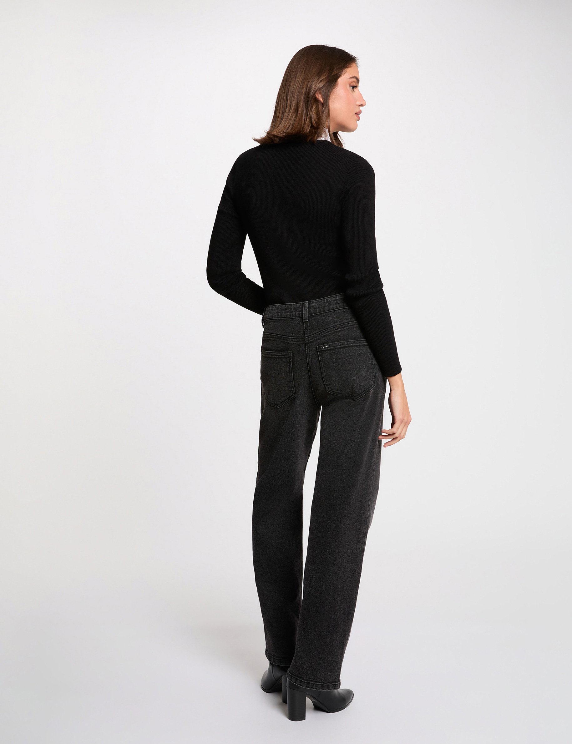 2-in-1 sweater with folded collar black women