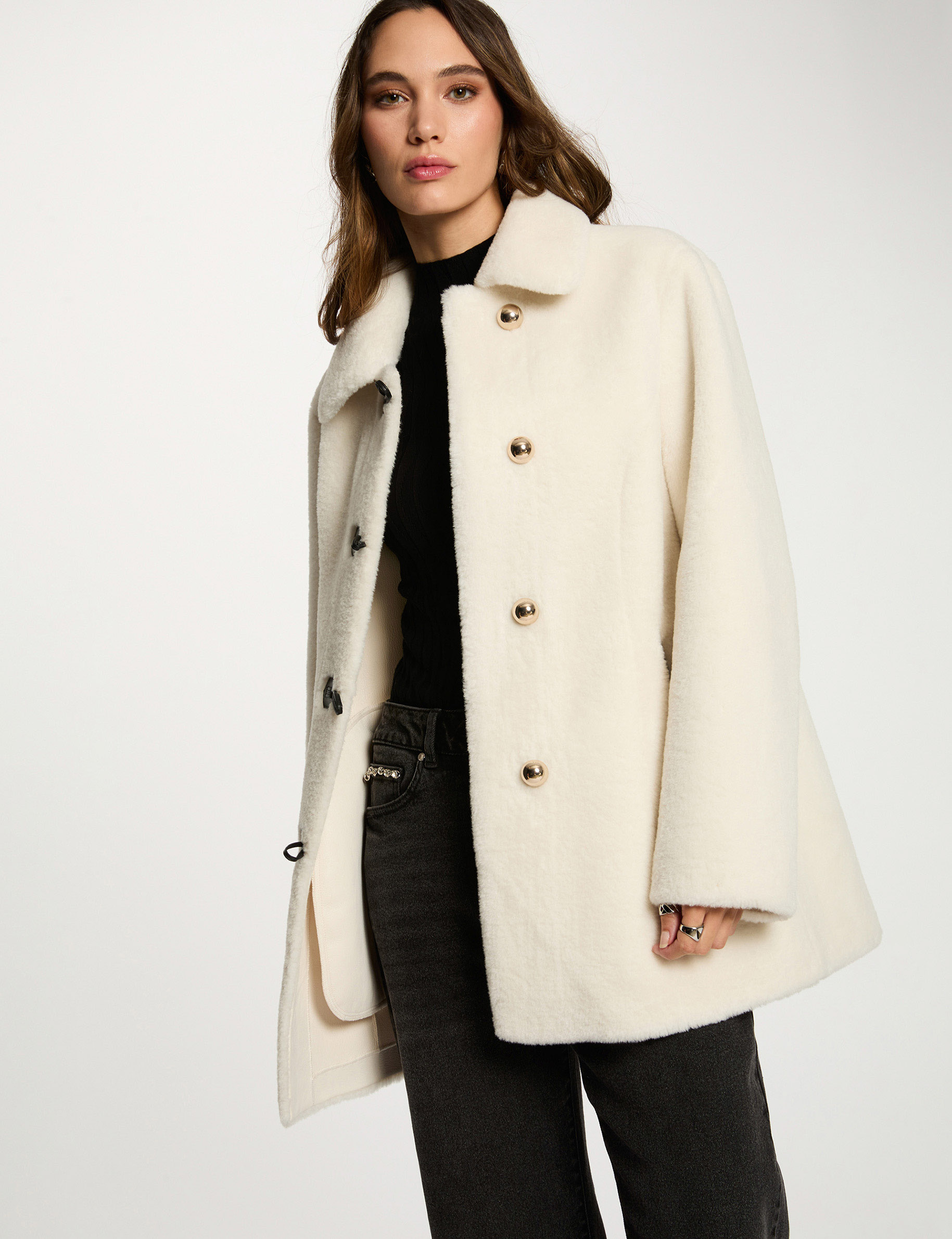 short faux fur coat ivory women Short faux fur coat ivory women