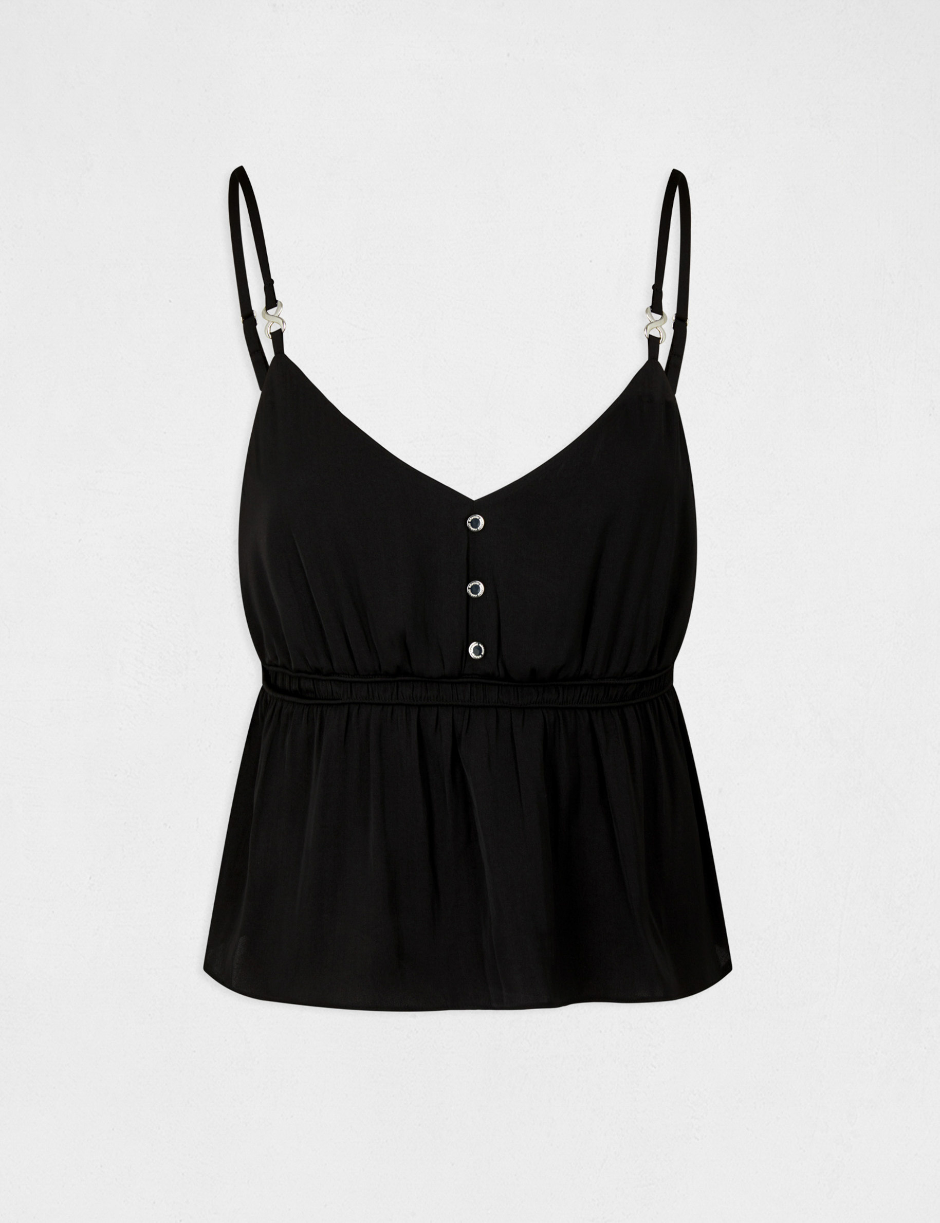 Blouse with thin straps and ornament black ladies'