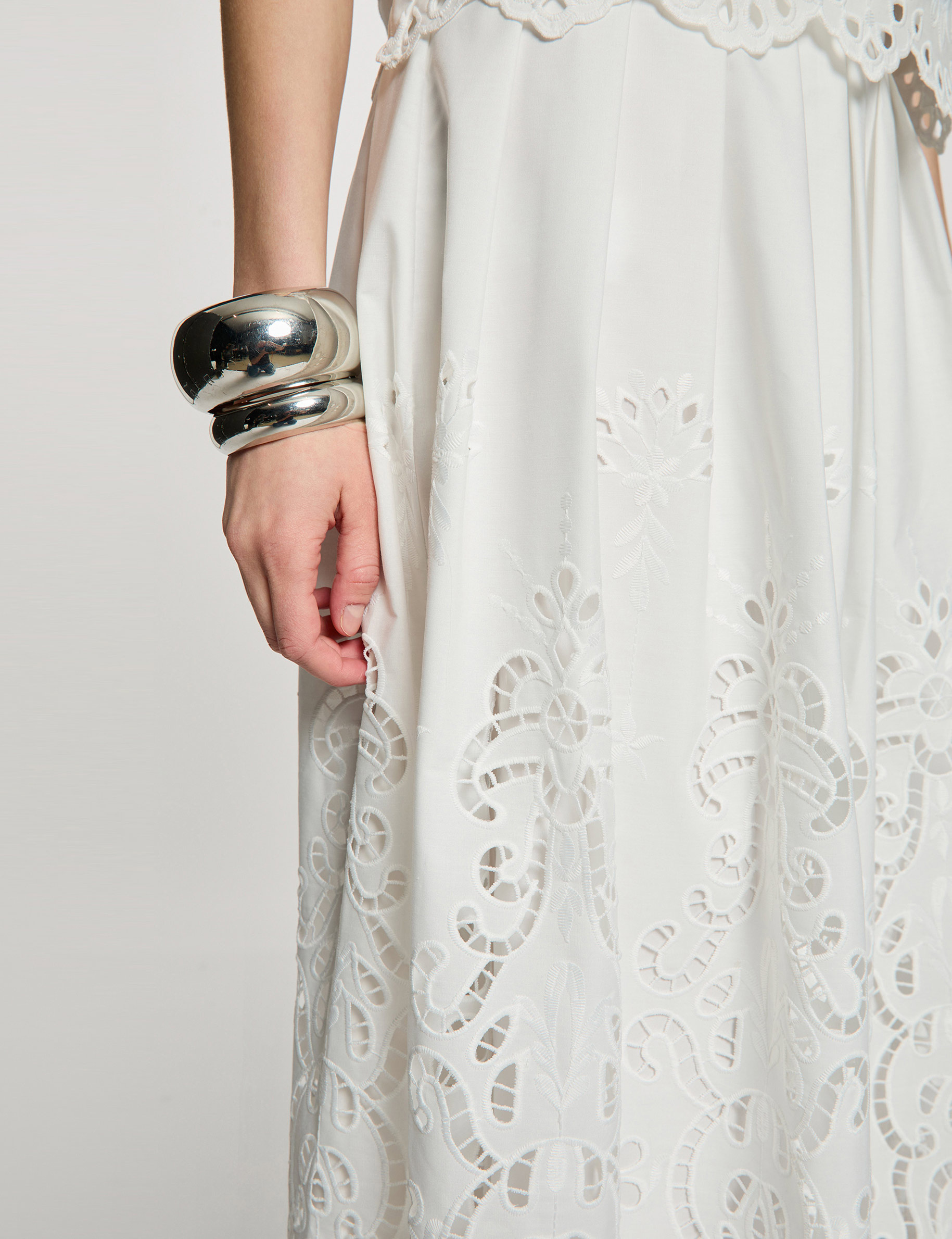 Flared long skirt white women