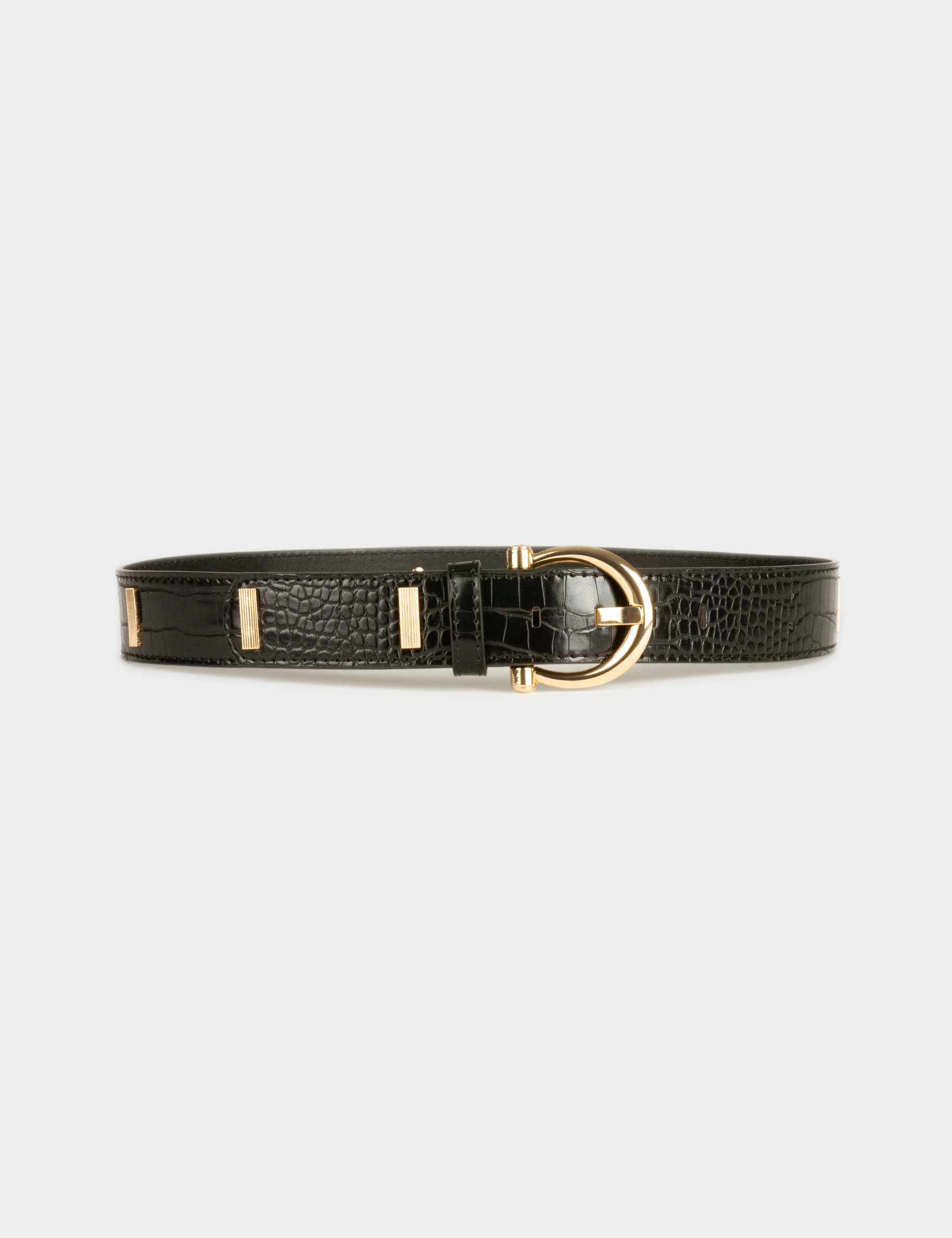 Belt croc effect black ladies'