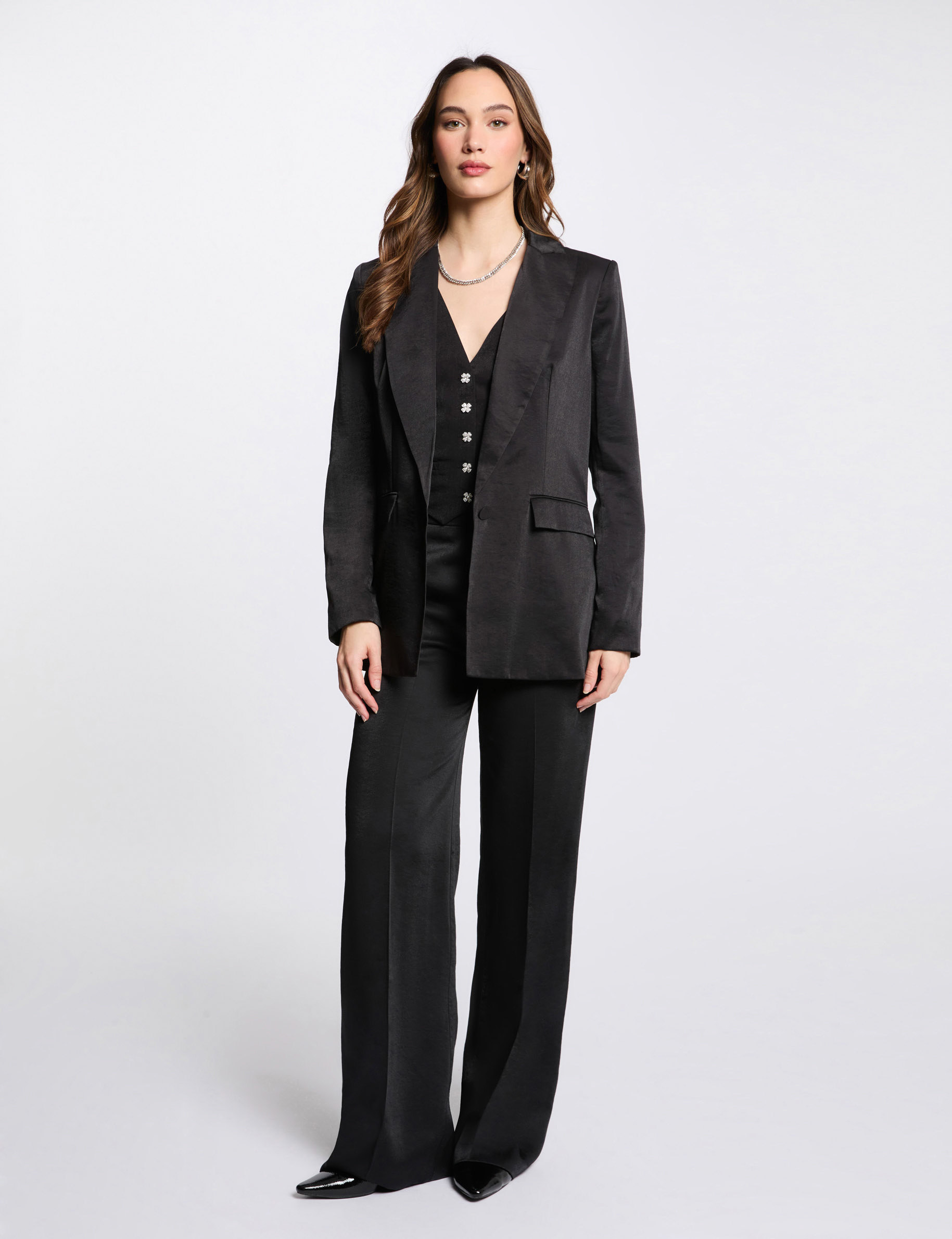 Suede blazer black women