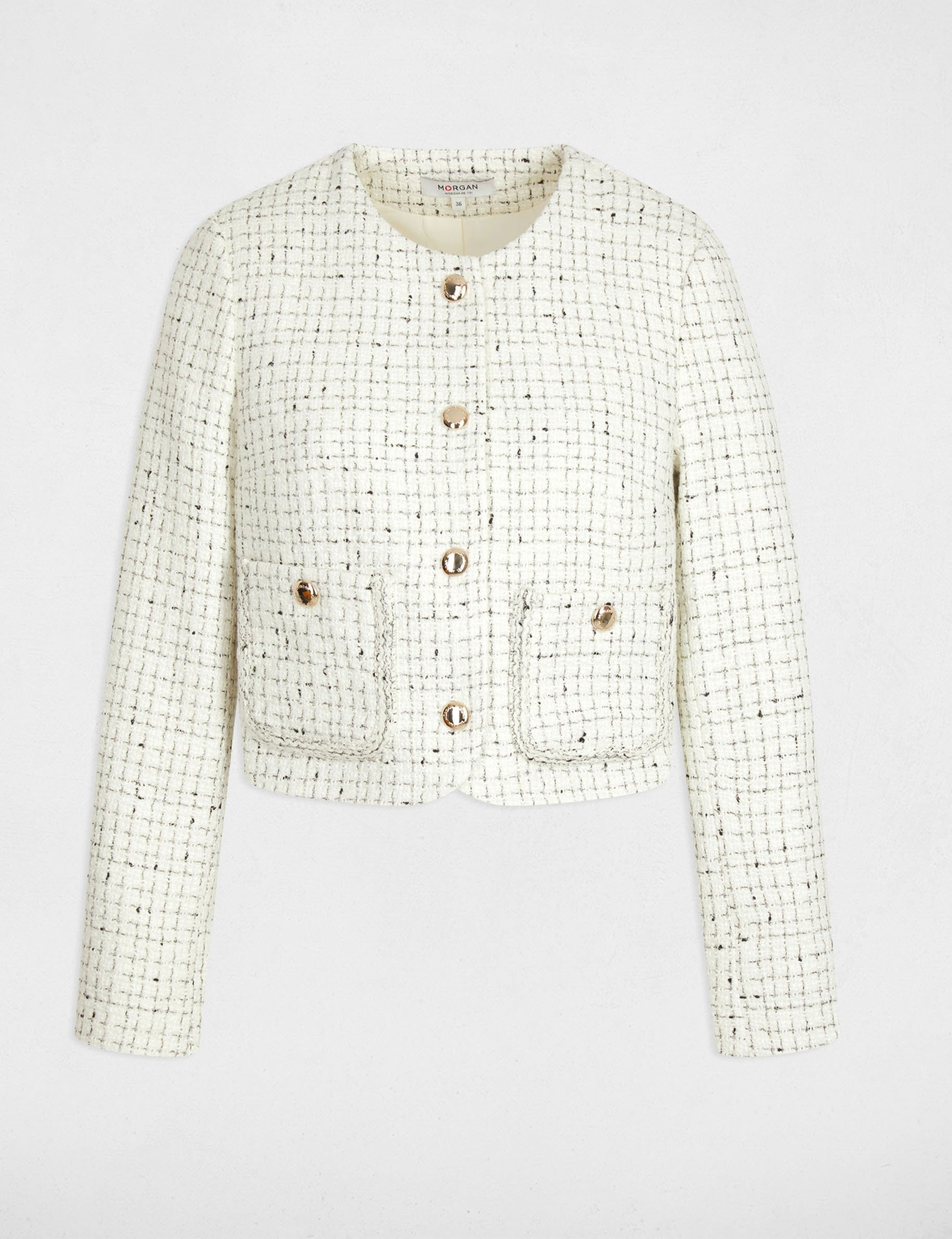 veste ajustee col rond ivoire femme Veste ajustée col rond ivoire femme