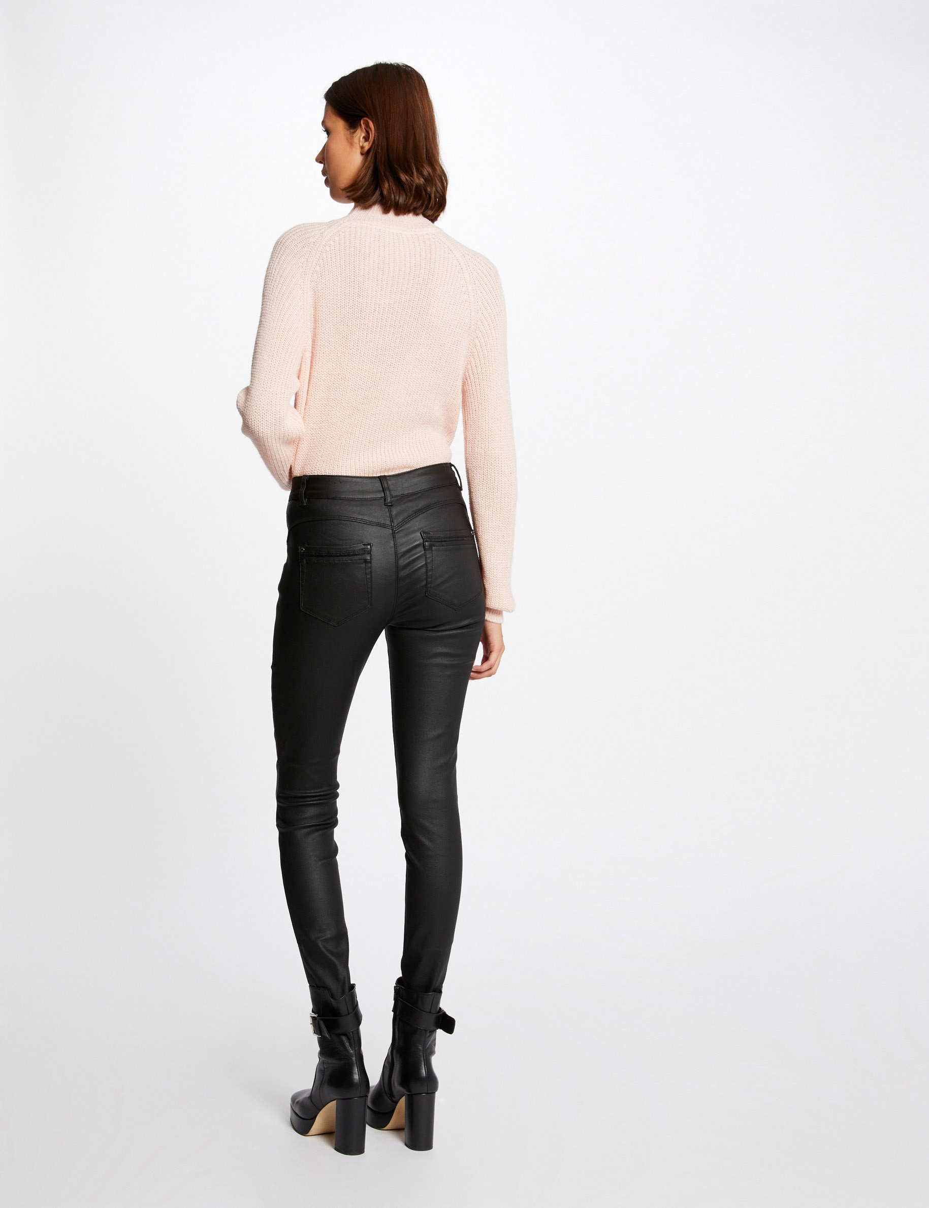Skinny trousers with wet effect black ladies' Skinny trousers with wet effect black ladies'