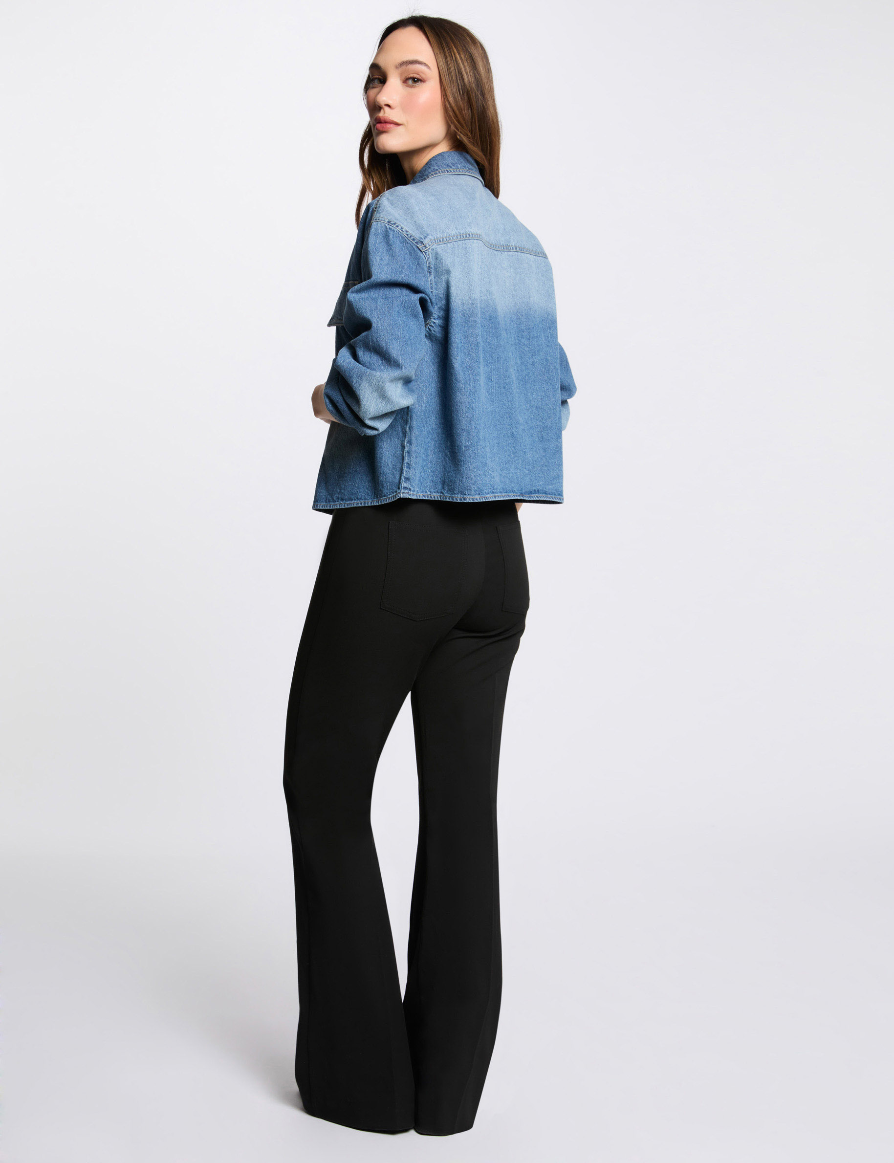 High-waist bootcut trousers black women