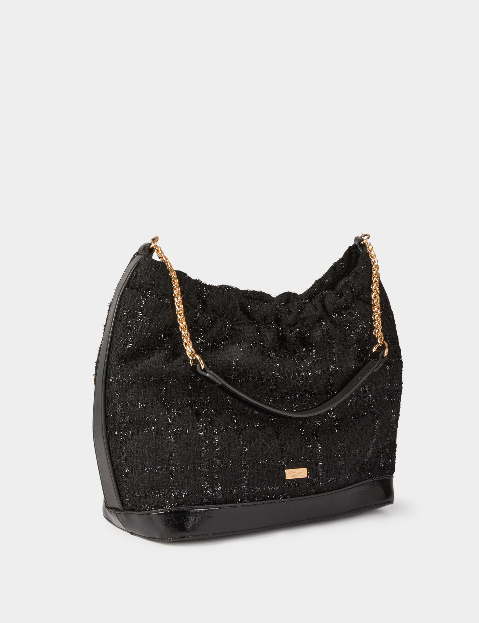 Sac tweed métallisé noir femme