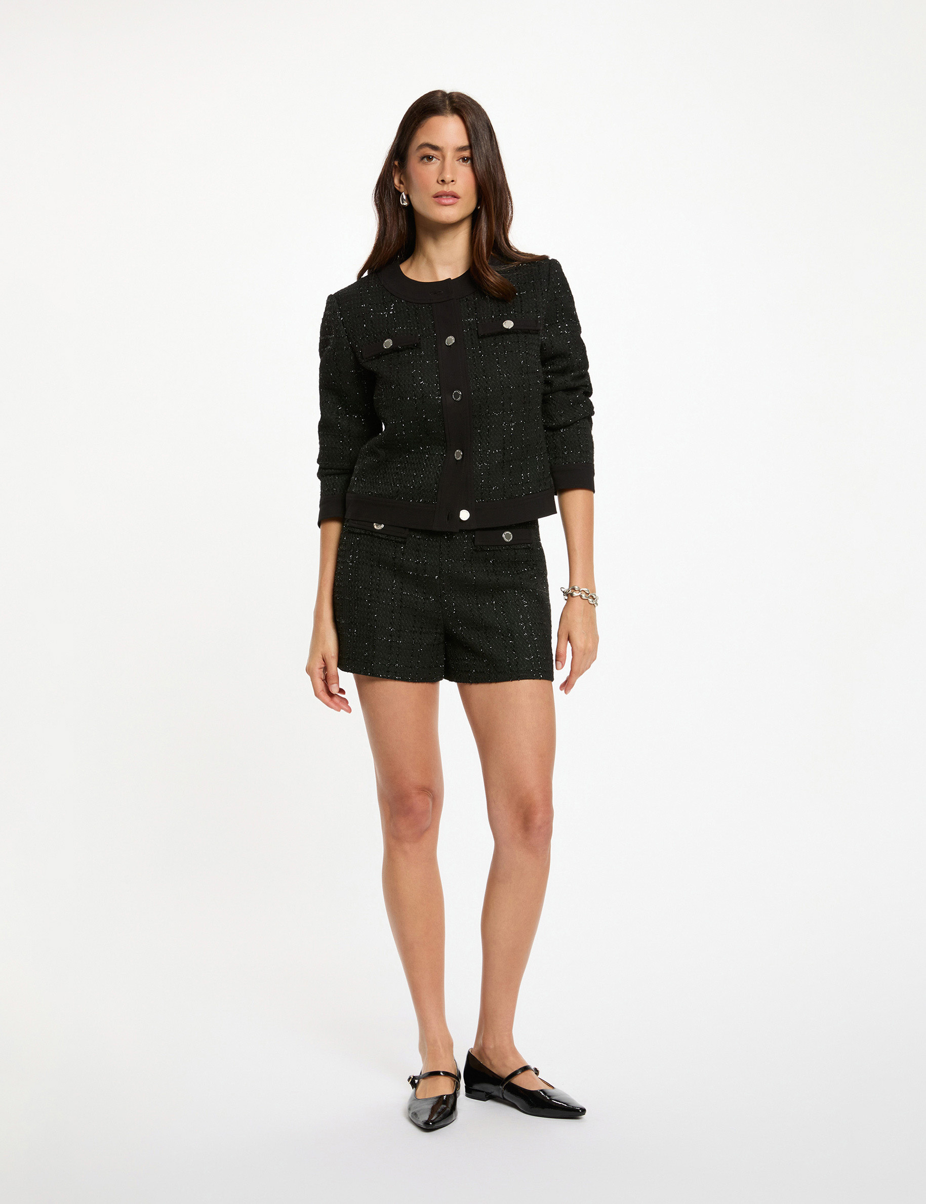 Fitted cropped jacket black women