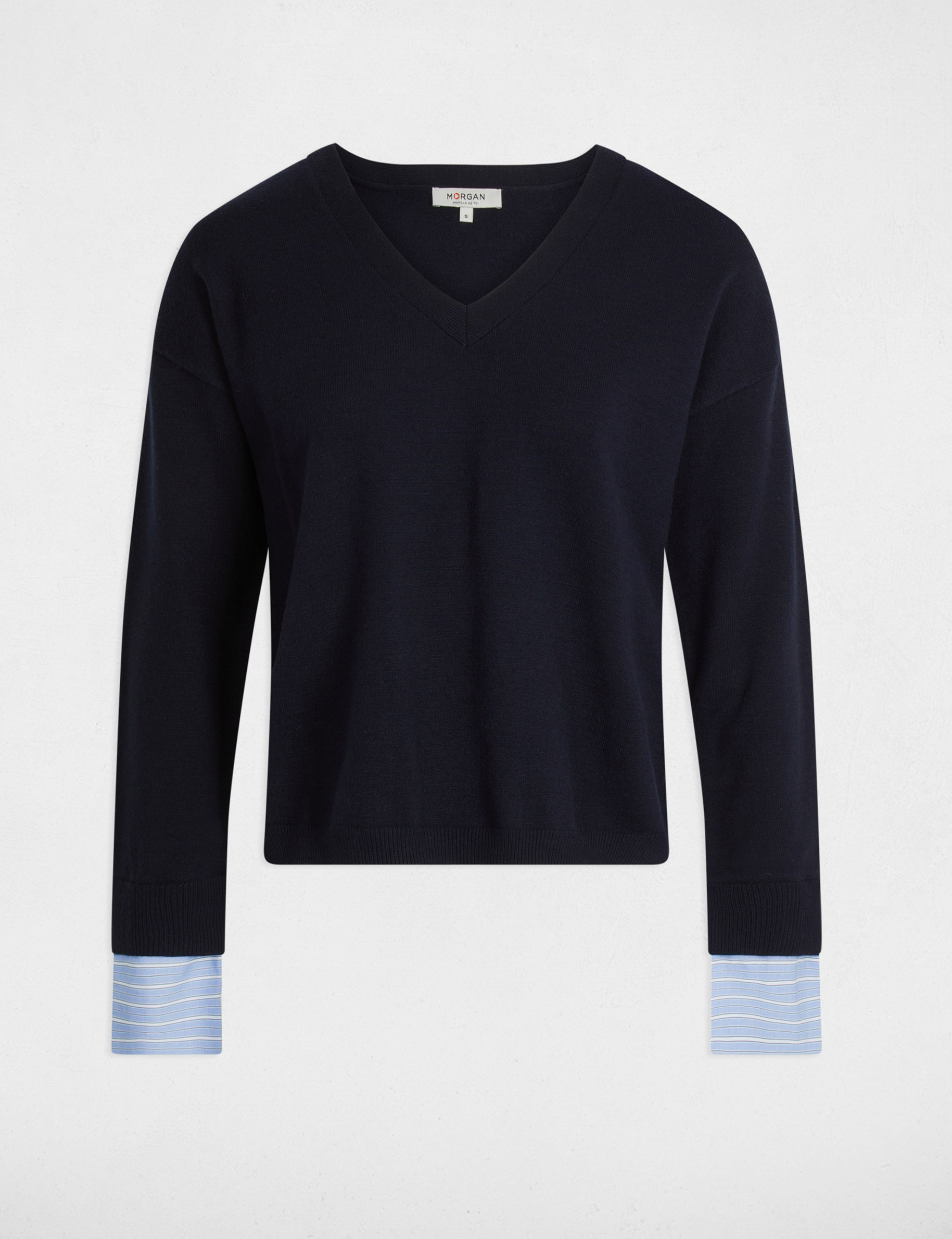 Jumper with V-neck navy blue women