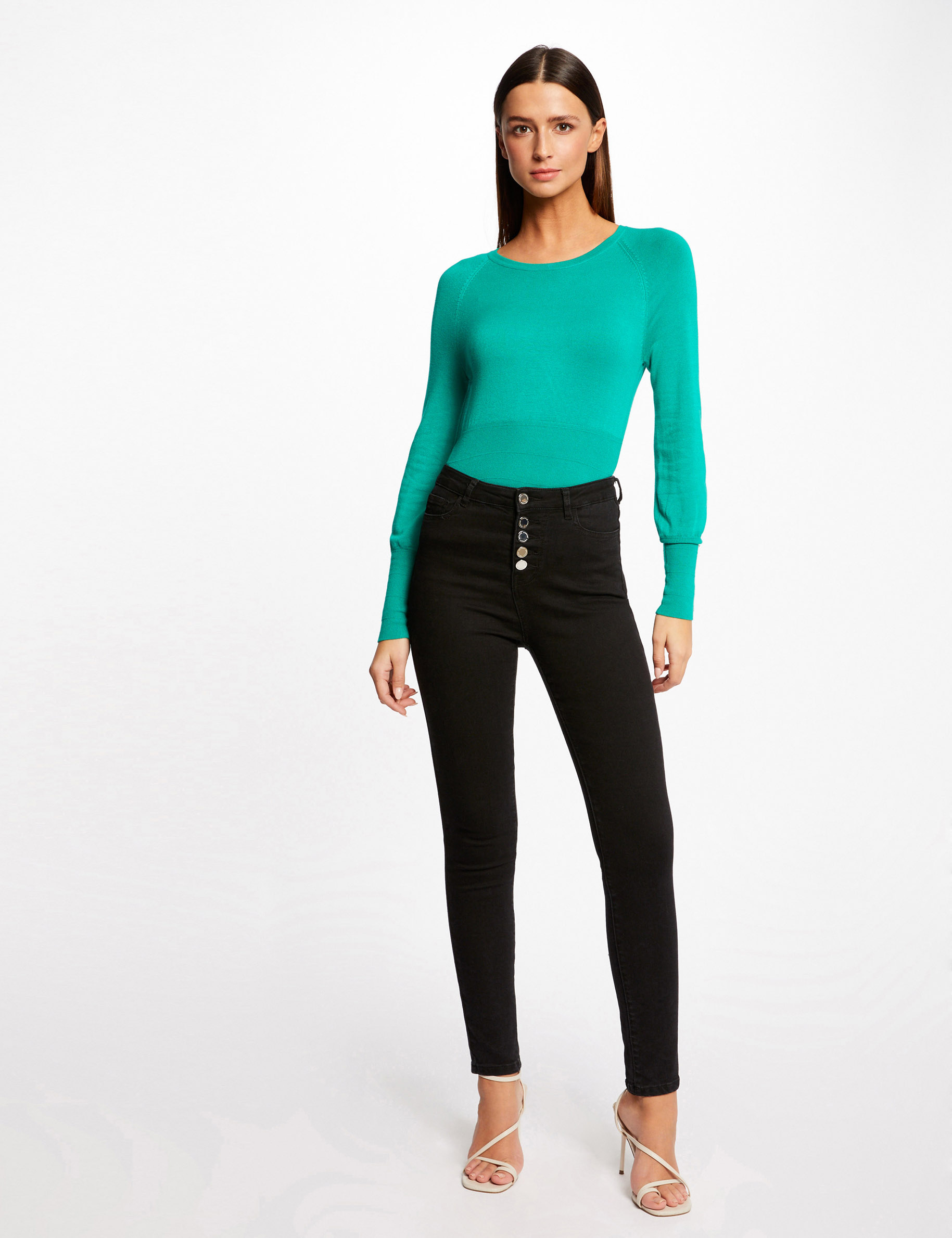 Long-sleeved jumper with round neck mid-green ladies' Long-sleeved jumper with round neck mid-green ladies'