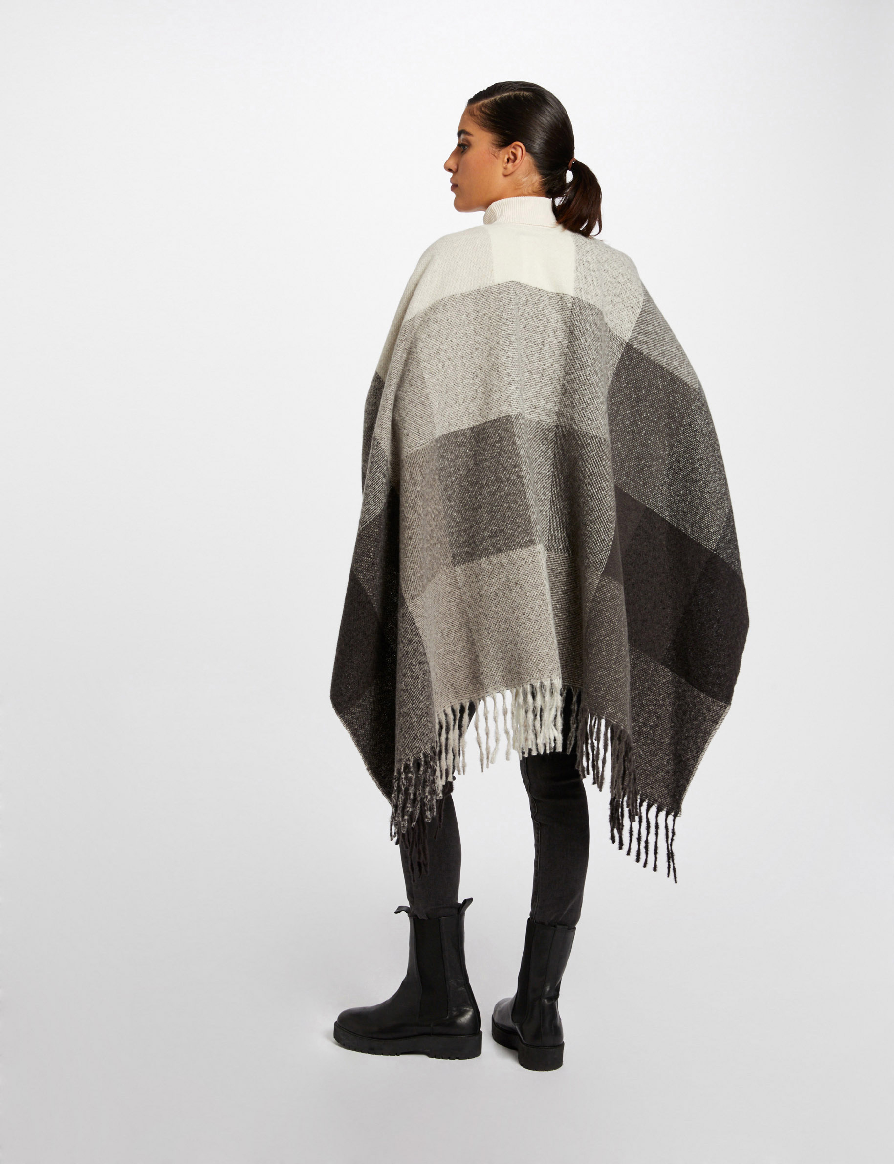 Scarf with check print mid-grey ladies' Scarf with check print mid-grey ladies'