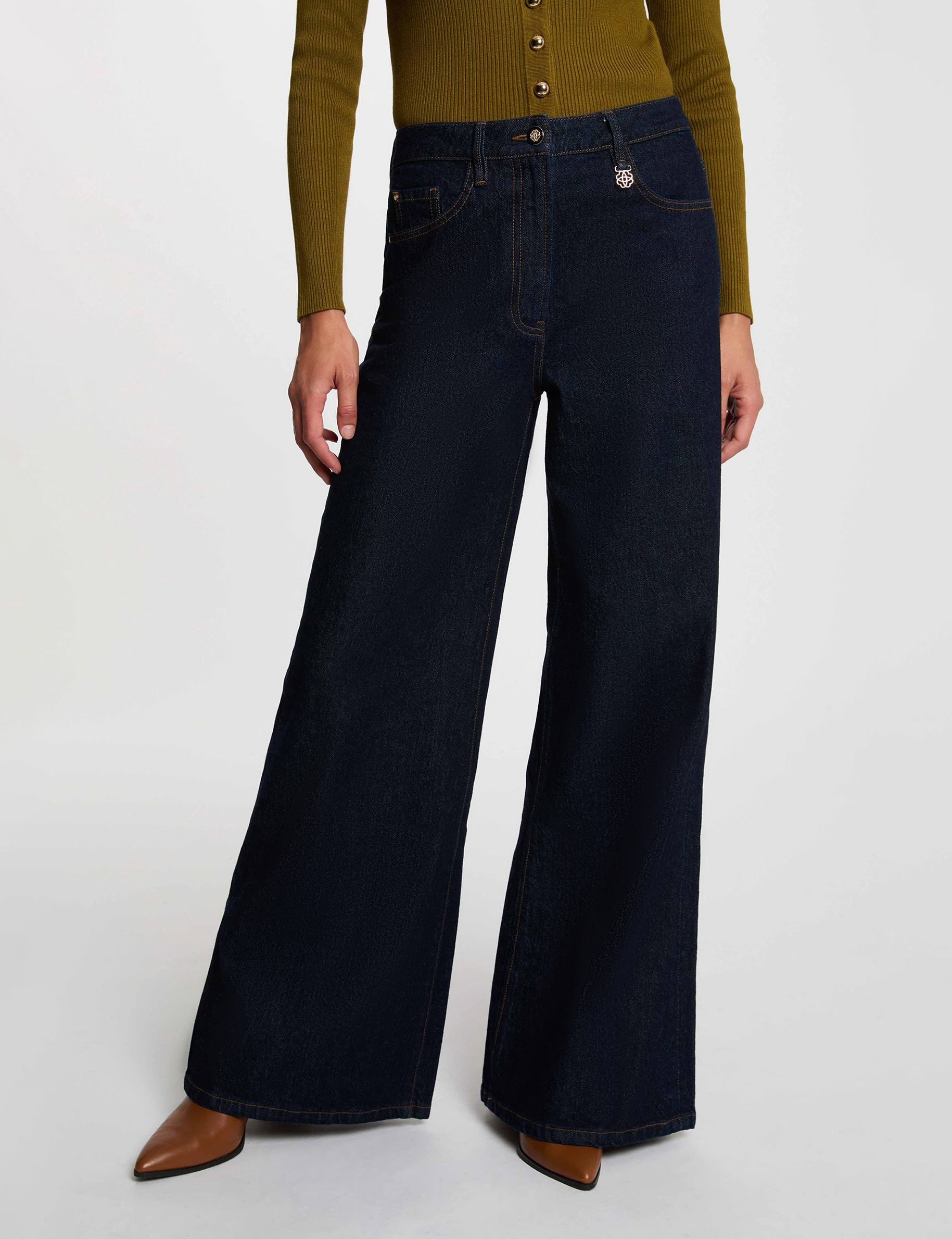 High-waisted wide-leg jeans blue women