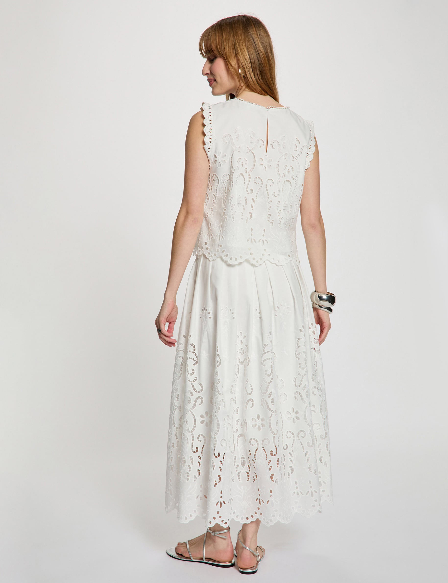 Flared long skirt white women