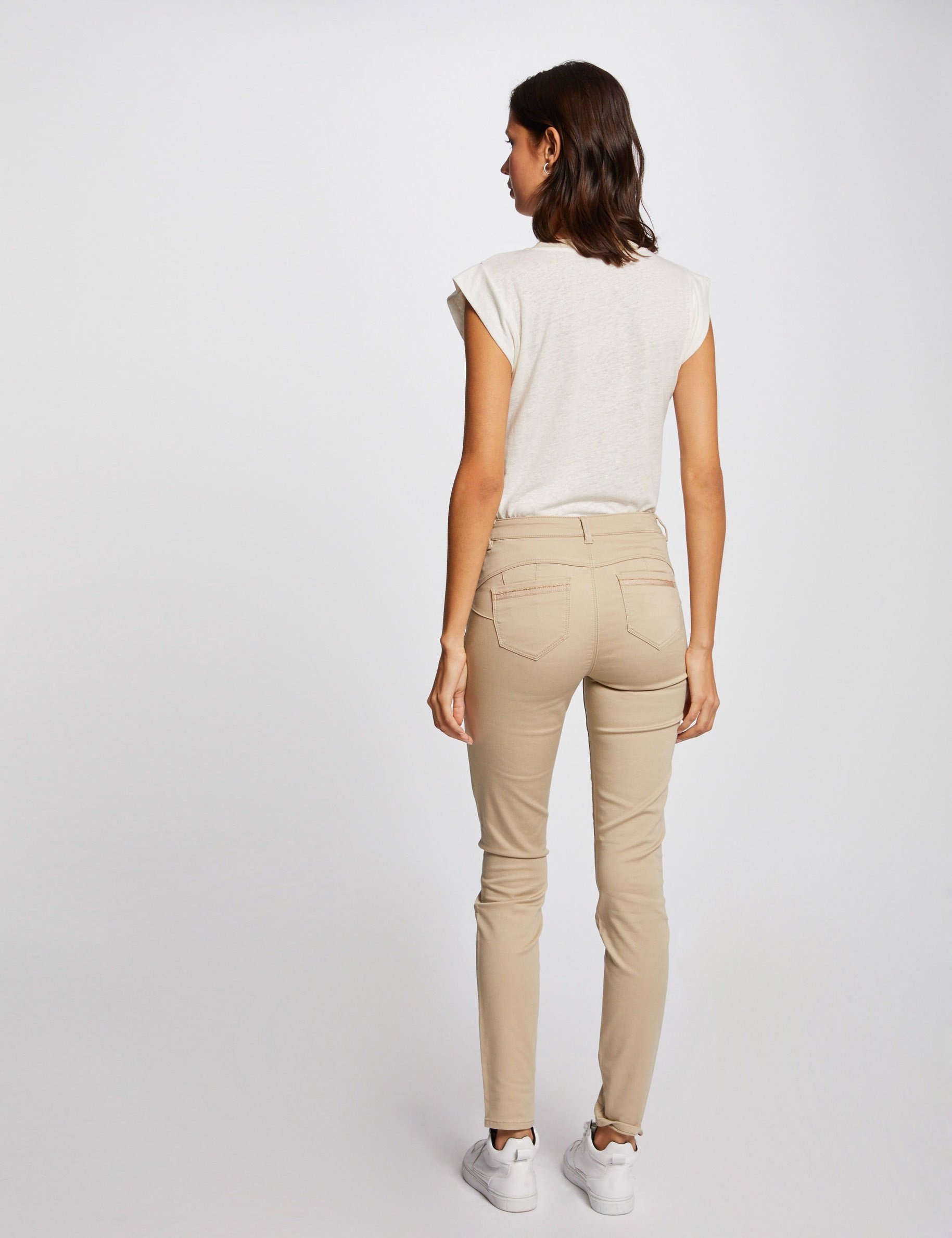 Slim standard-waisted trousers sand women