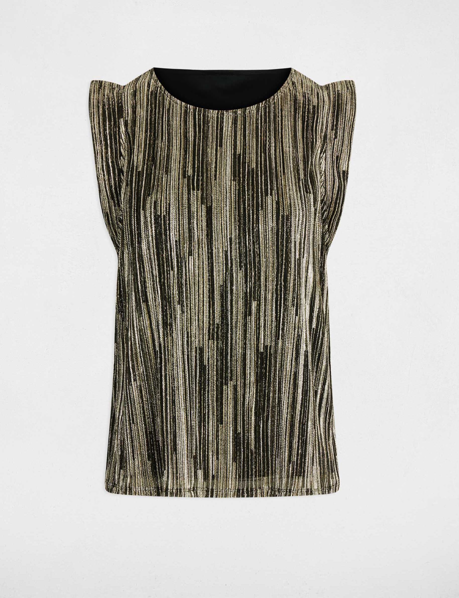 Pleated sleeveless top gold yellow women