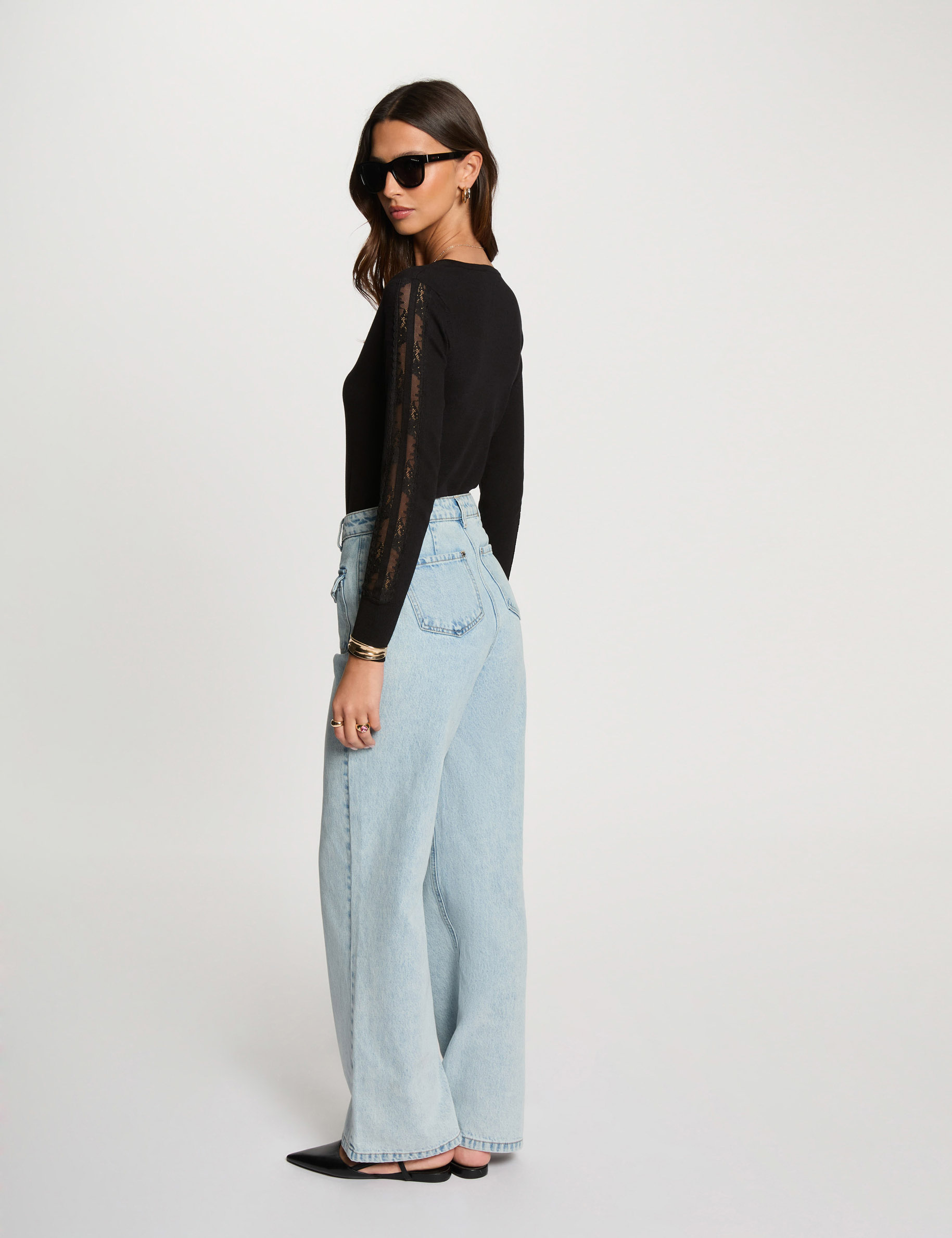 jumper with v neck black women Jumper with V-neck black women