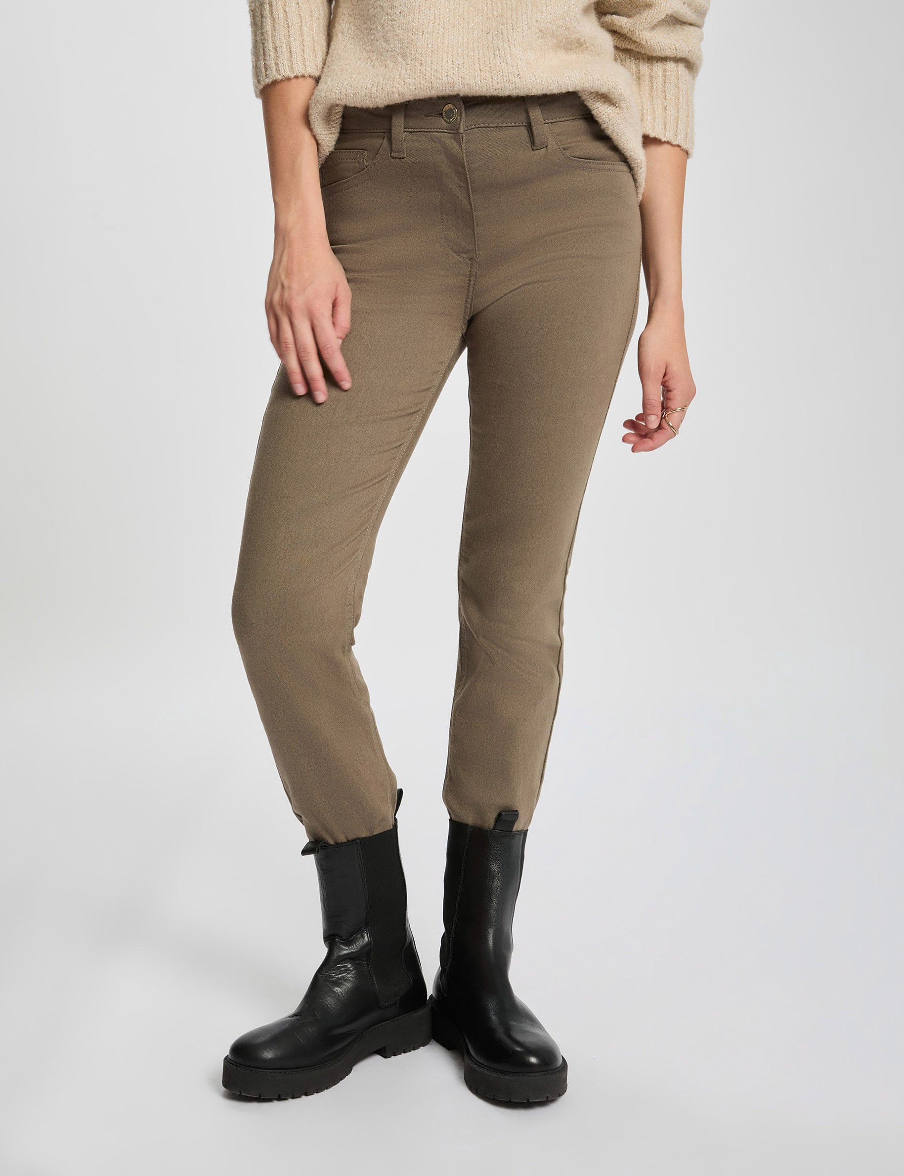 Straight trousers khaki green women