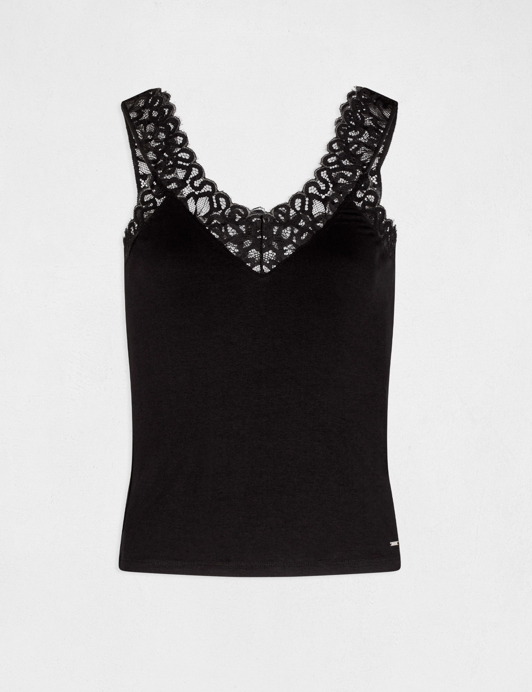 vest top wide straps with lace black women Vest top wide straps with lace black women
