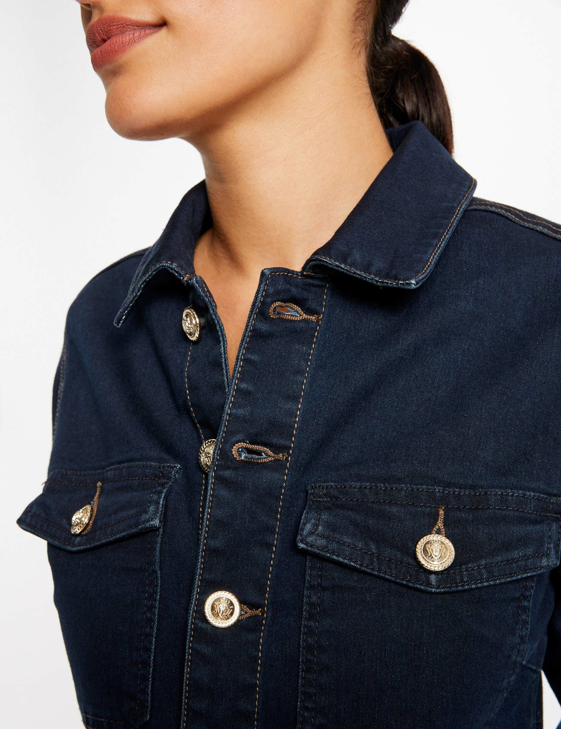 Straight buttoned denim jumpsuit raw denim ladies' Straight buttoned denim jumpsuit raw denim ladies'
