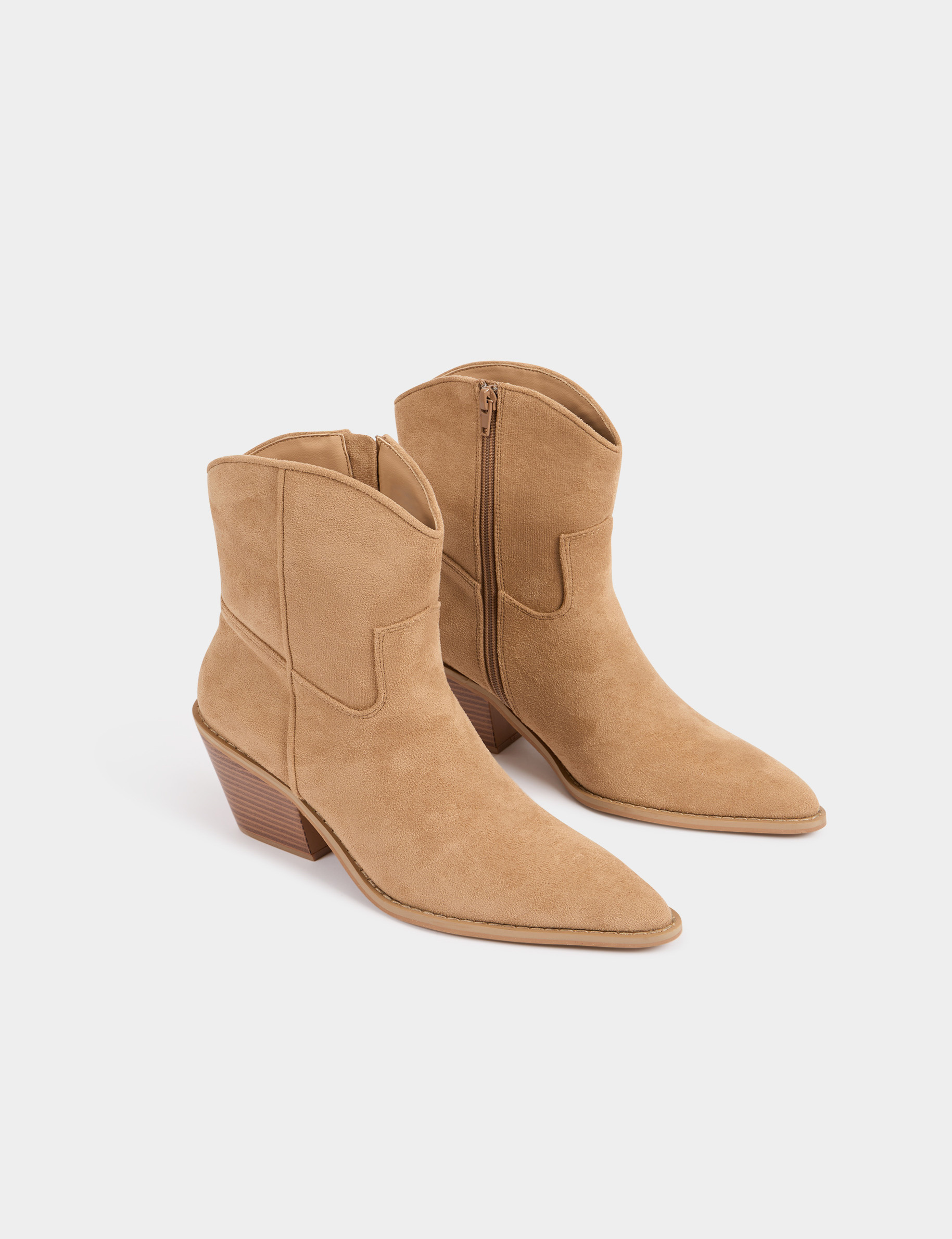bottines western a talons beige femme Bottines western à talons beige femme