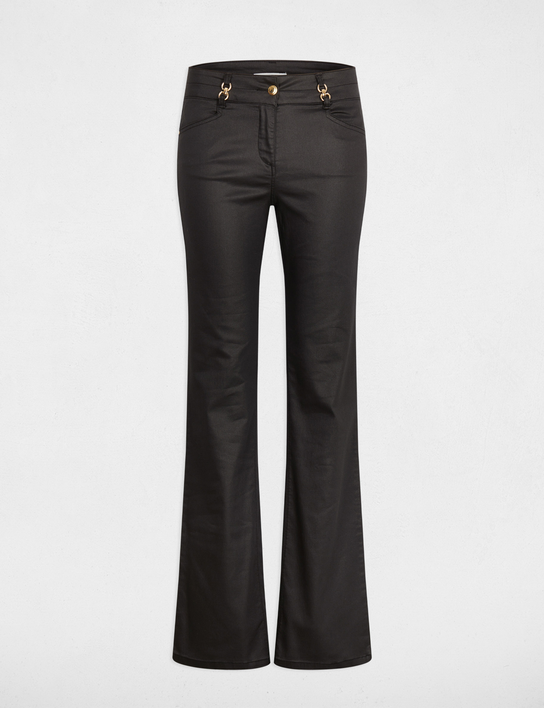 Coated bootcut trousers black women