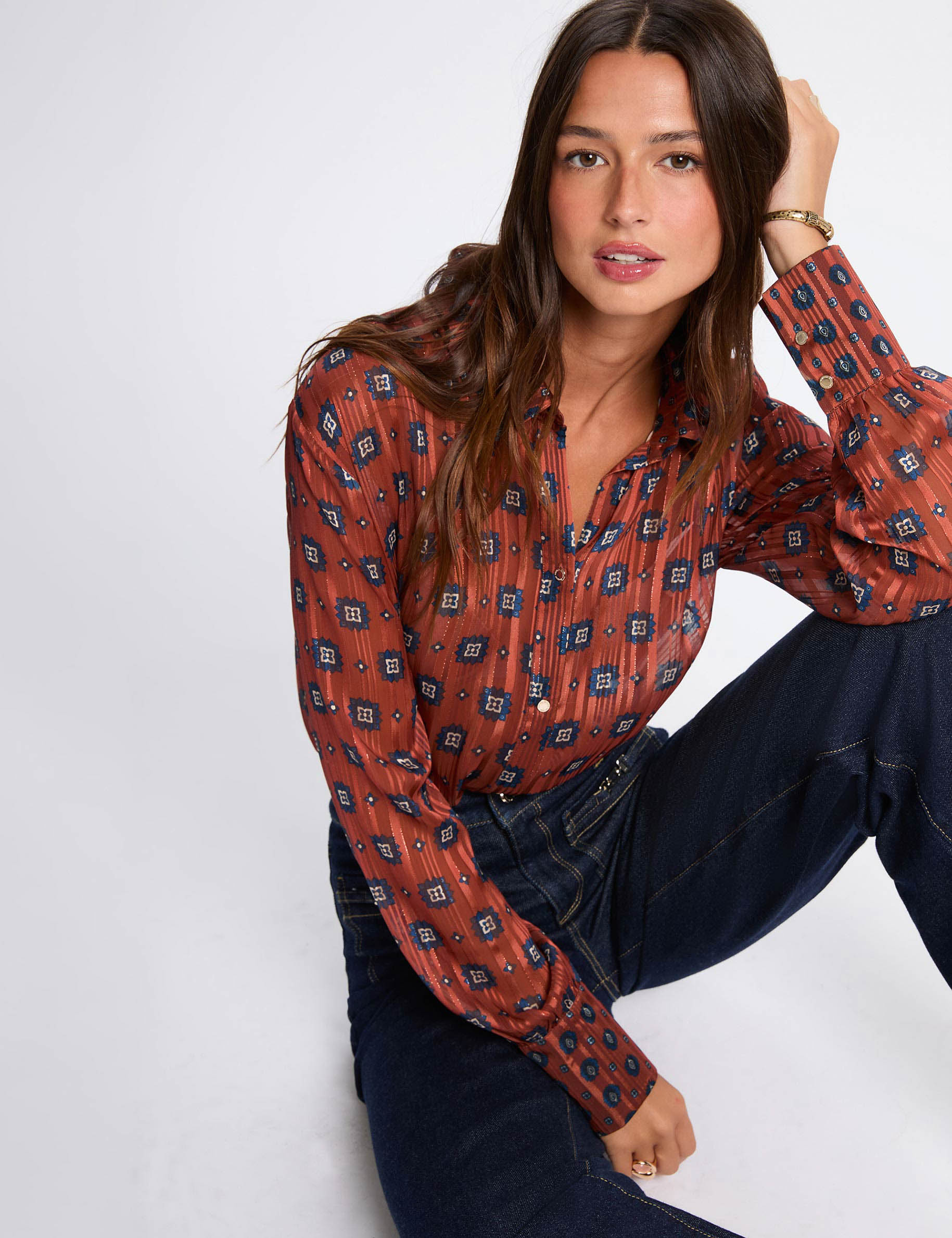 Flowy printed shirt multicolor women