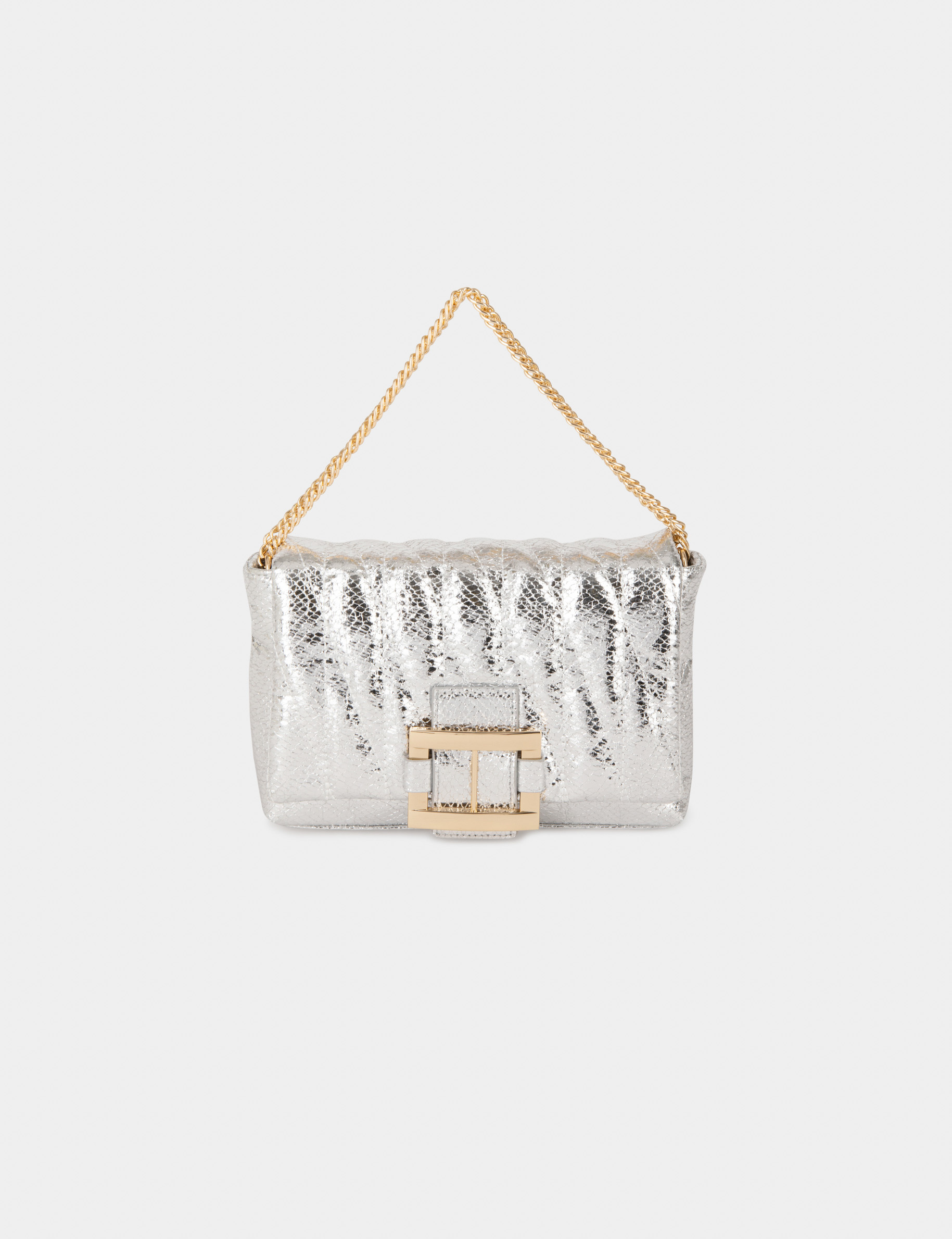 Quilted bag with buckle silver ladies'