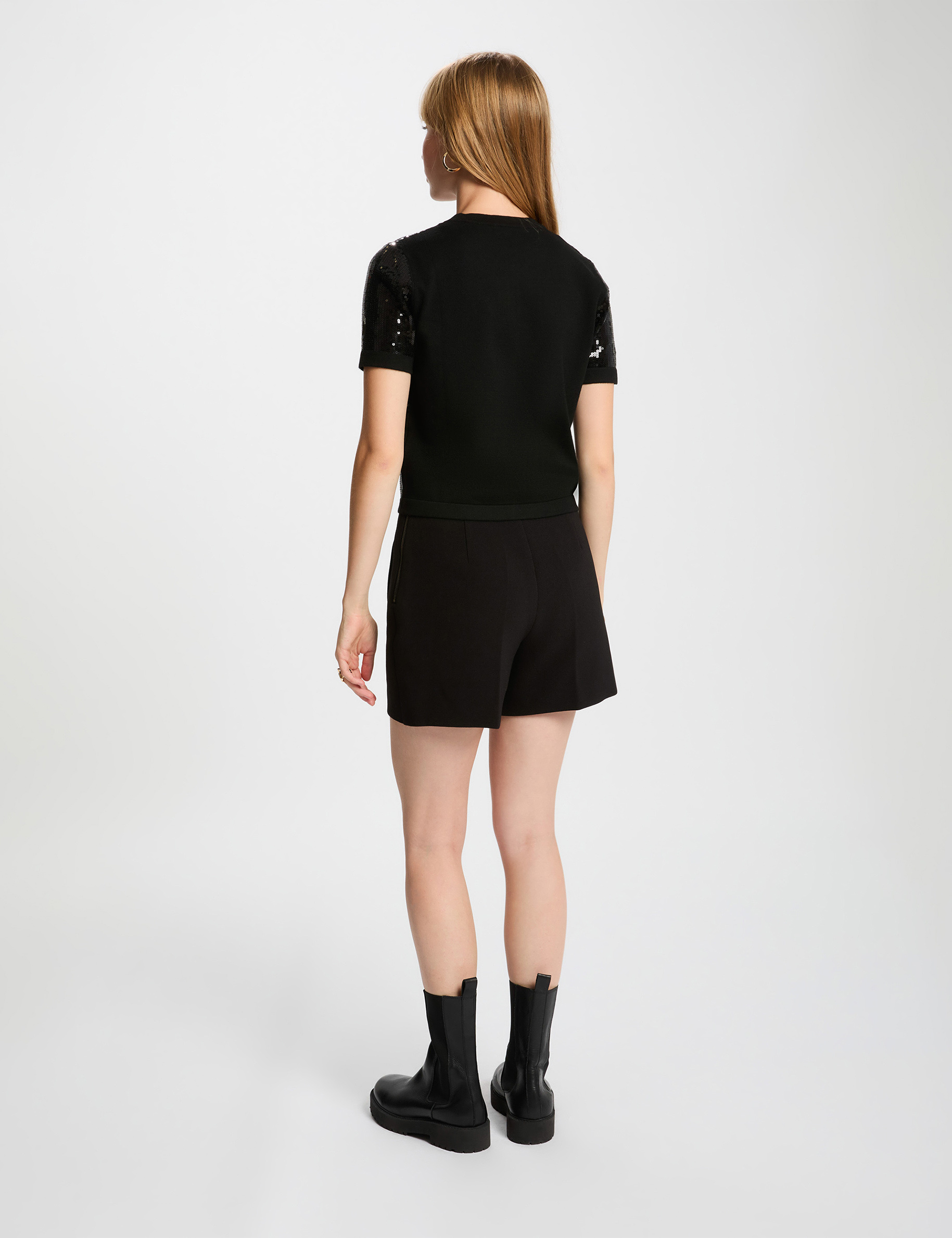 Cardigan round neck sequins black women