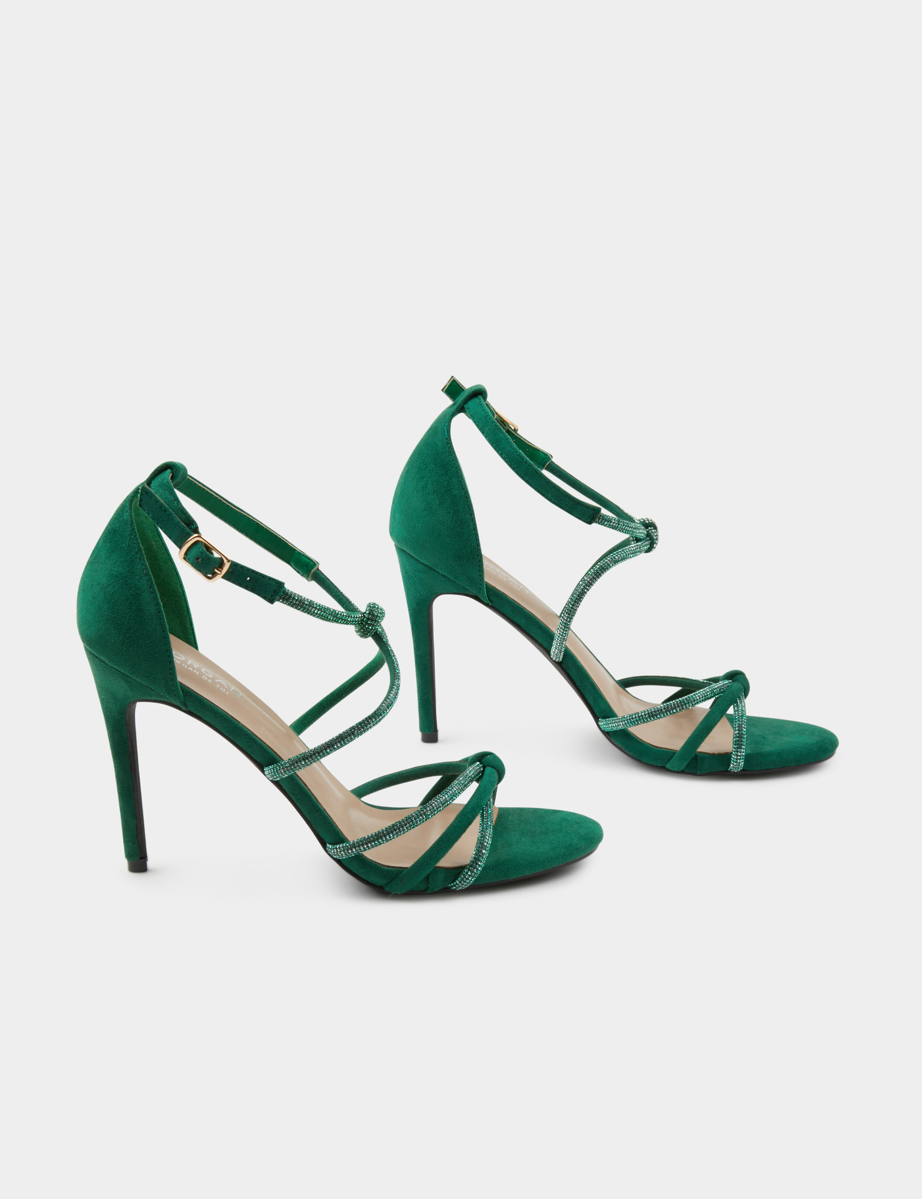 Sandals with heels and rhinestones green ladies' Sandals with heels and rhinestones green ladies'