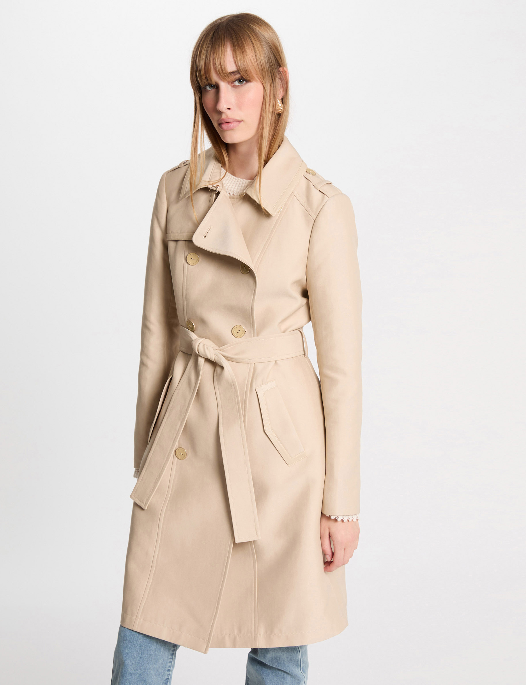 belted long trenchcoat sand women Belted long trenchcoat sand women